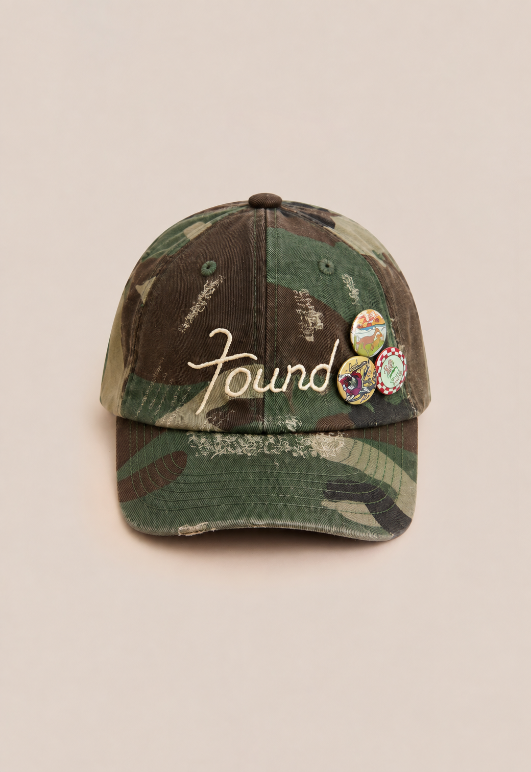 Distressed Camouflage Embroidered Cap
