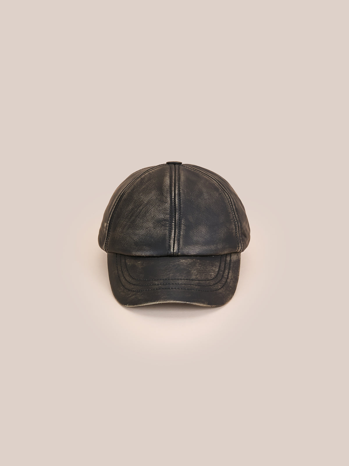 Distressed Faded Leather Cap