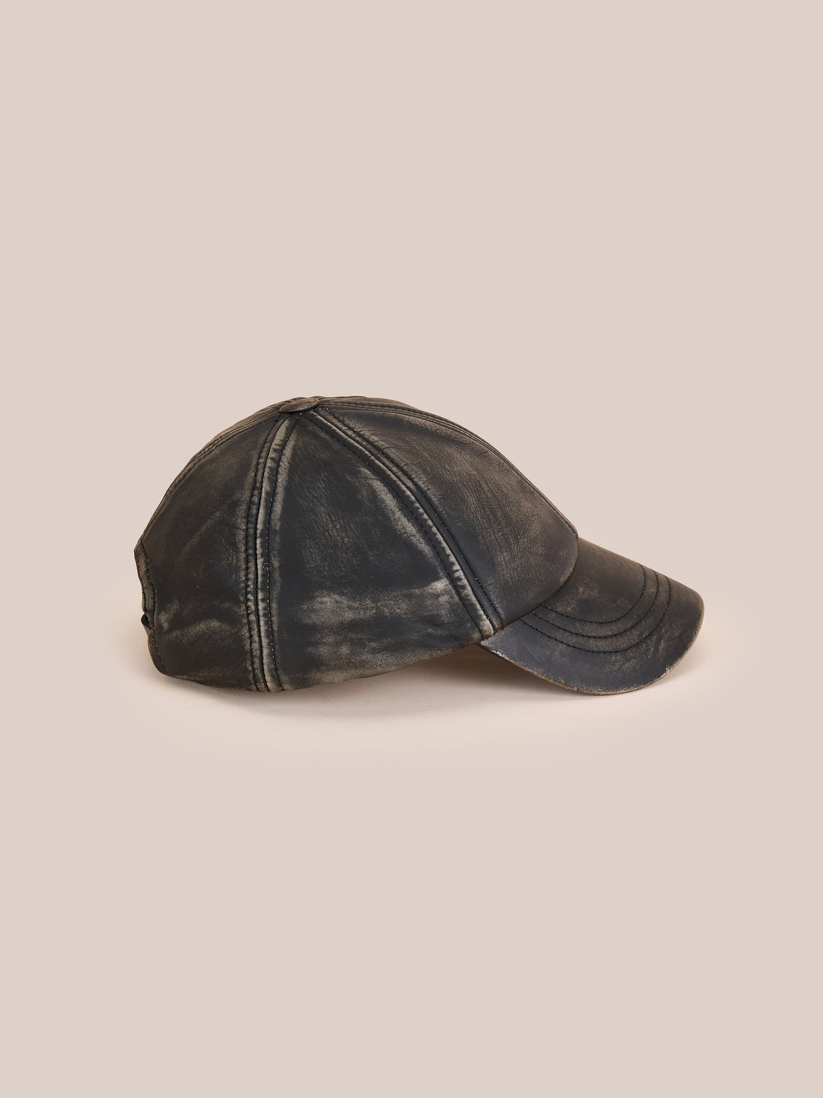 Distressed Faded Leather Cap