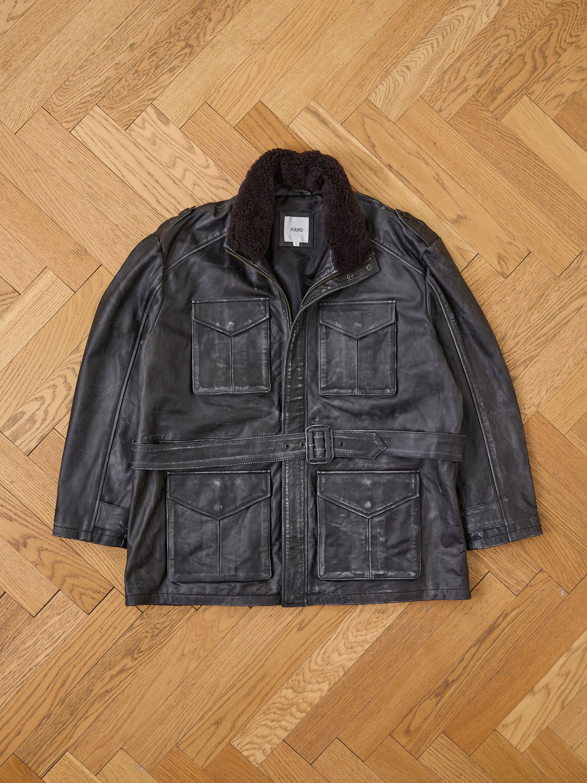 Distressed Leather M65 Utility Jacket