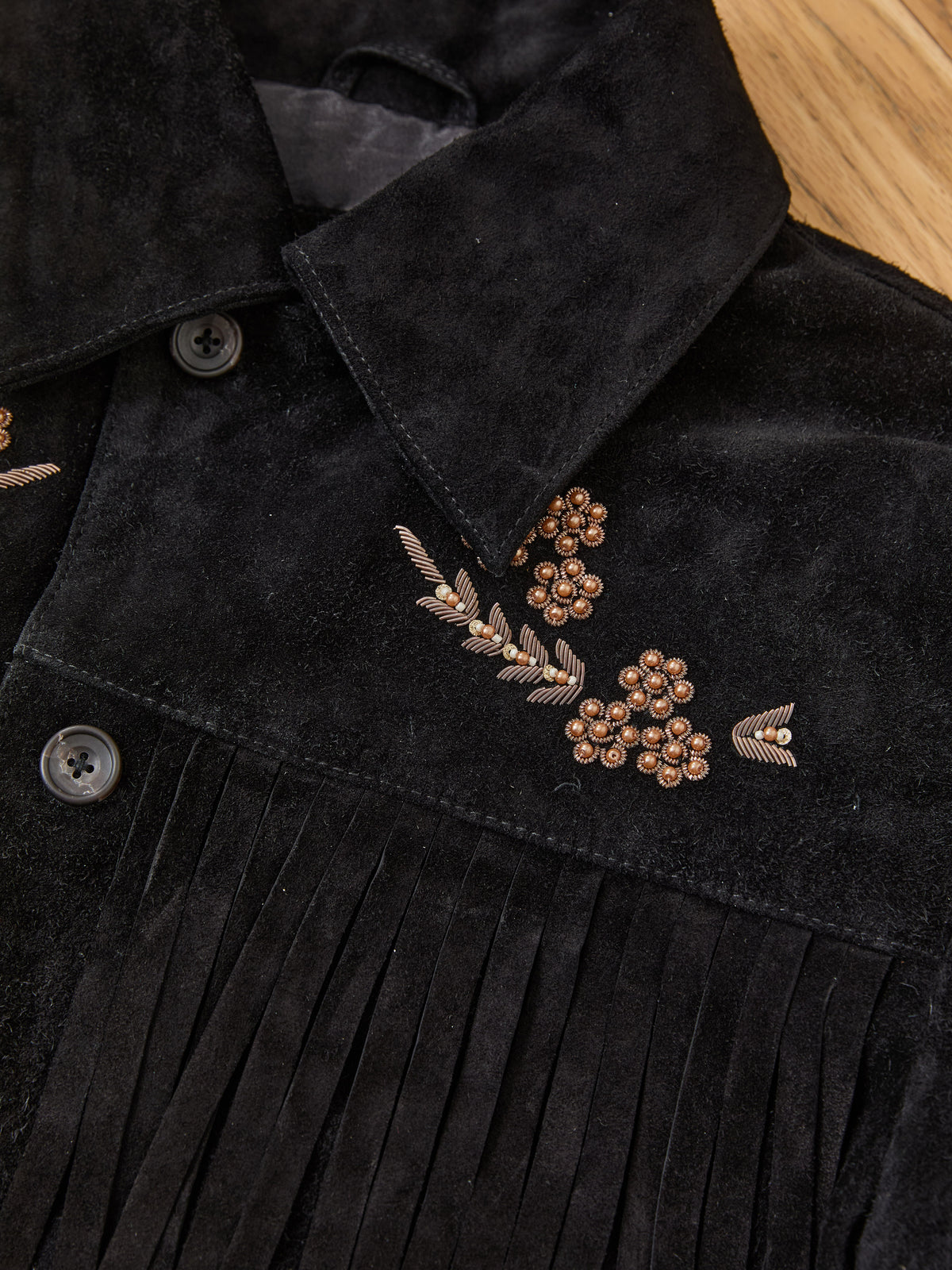 Hand Embroidered Suede Western Fringe Jacket