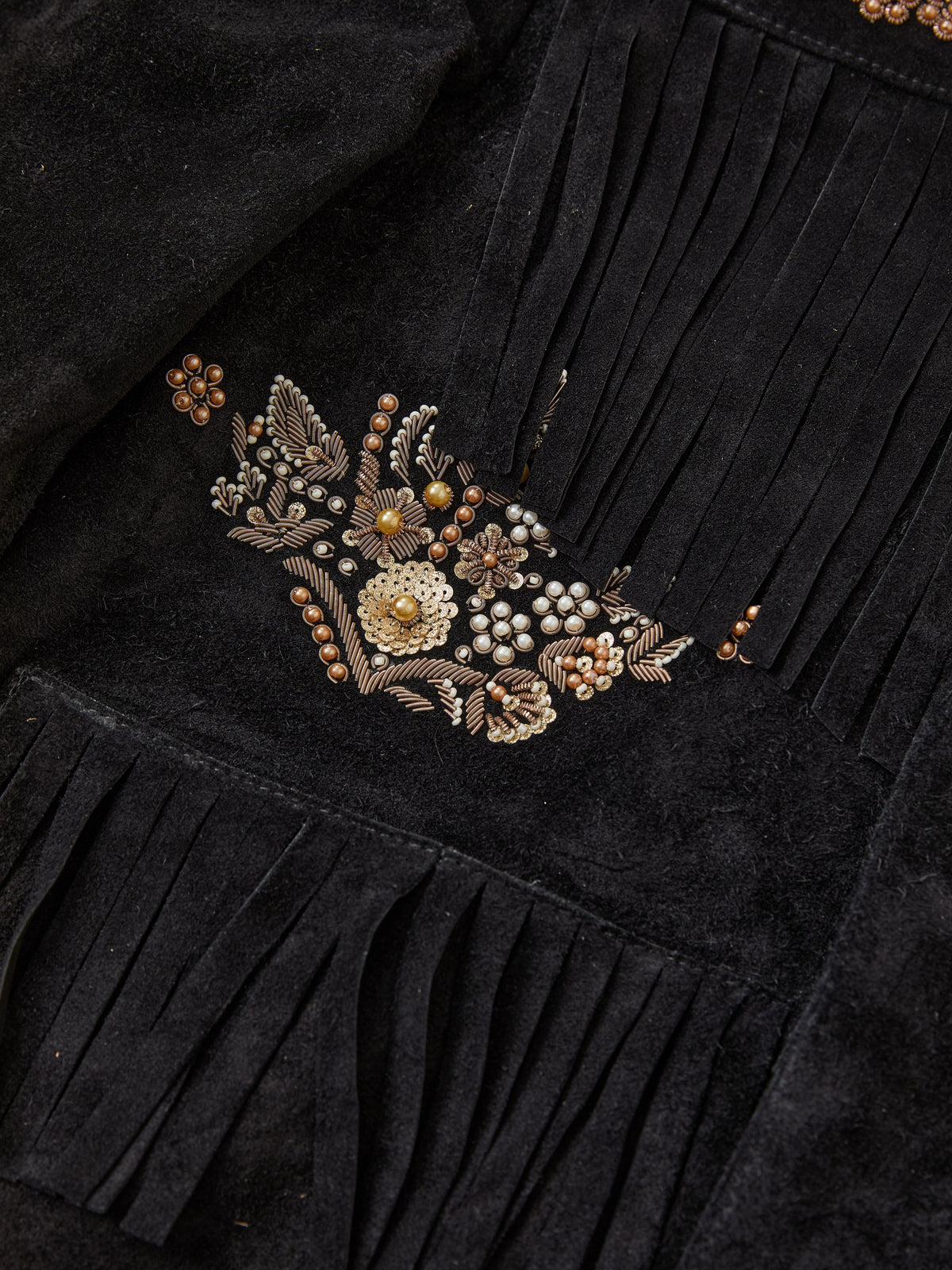 Hand Embroidered Suede Western Fringe Jacket
