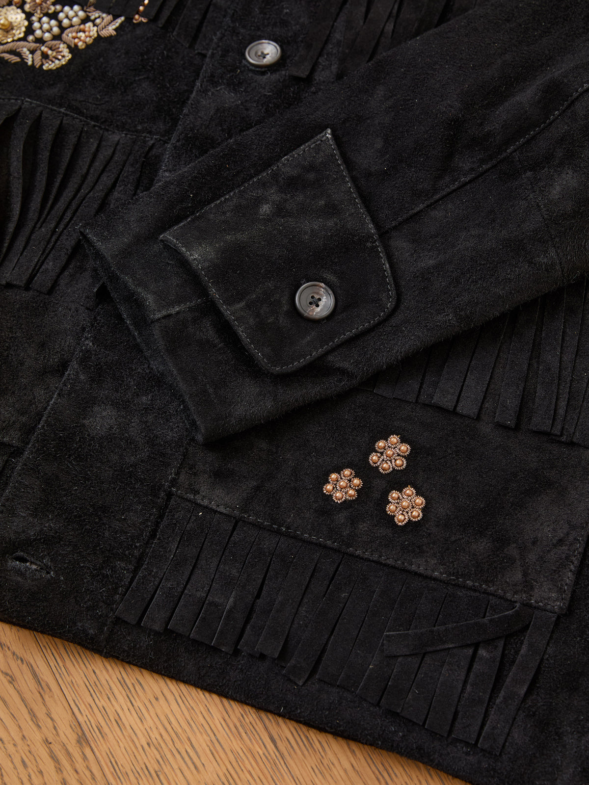Hand Embroidered Suede Western Fringe Jacket