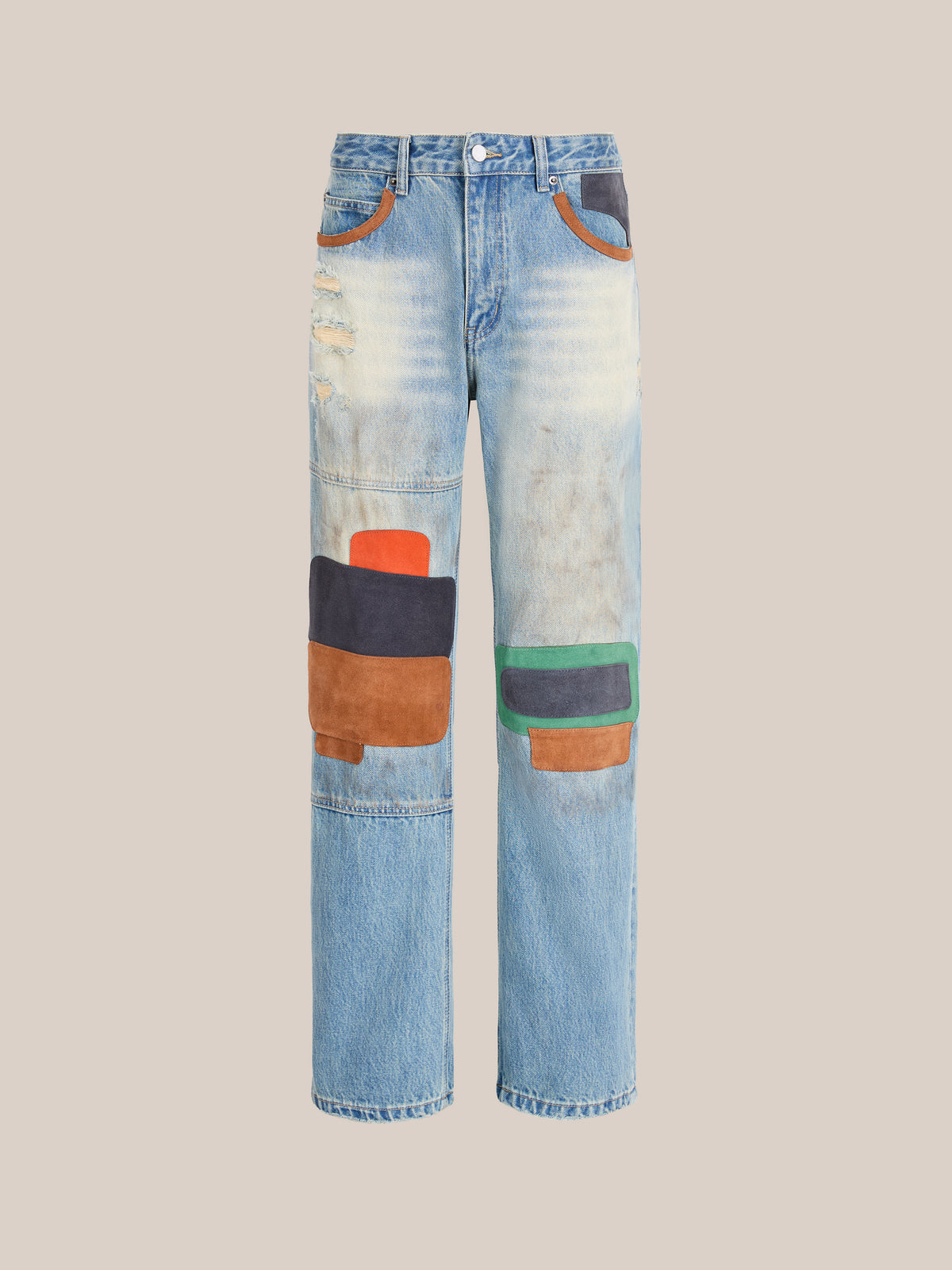 Leather Patch Jeans