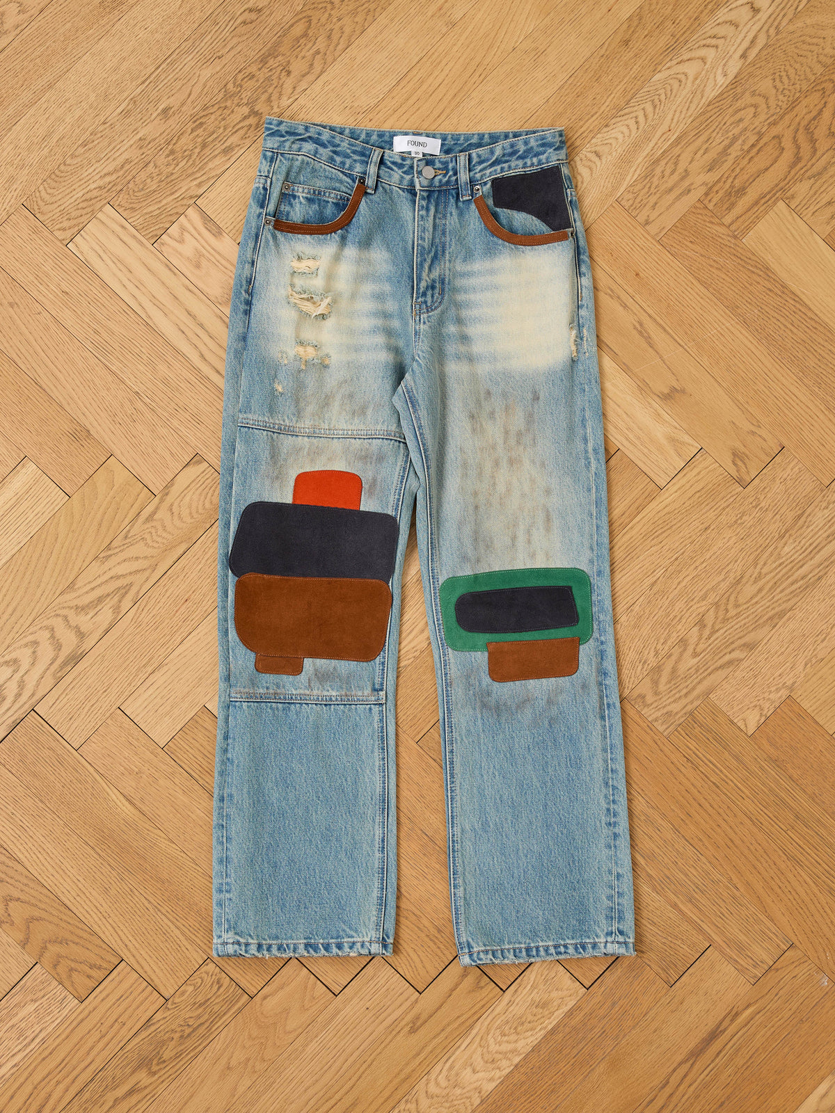 Leather Patch Jeans