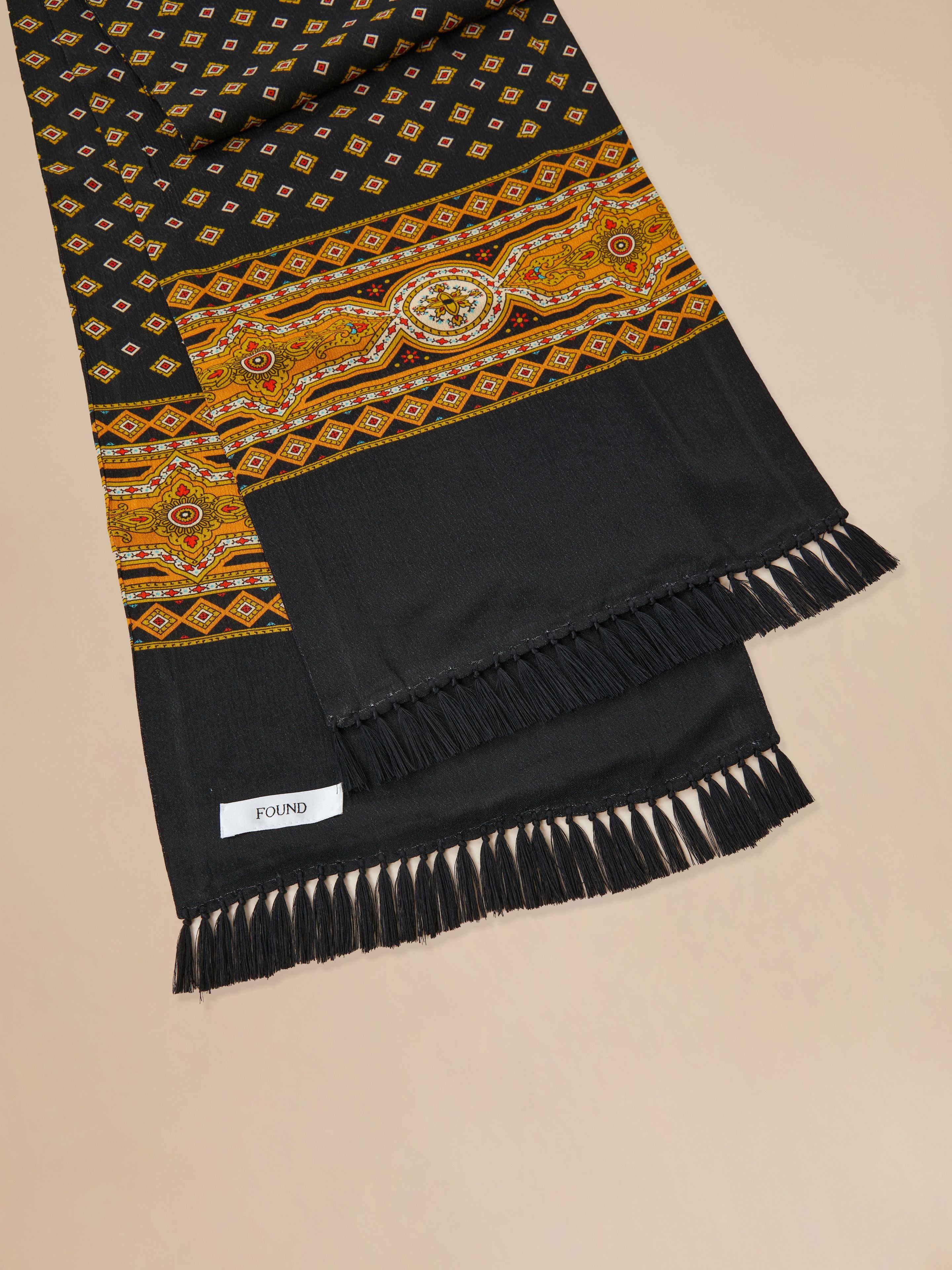 A Pastures Print Scarf with hand-tied tassels by Found.