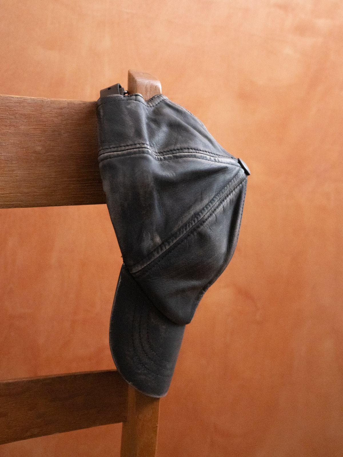 Distressed Faded Leather Cap