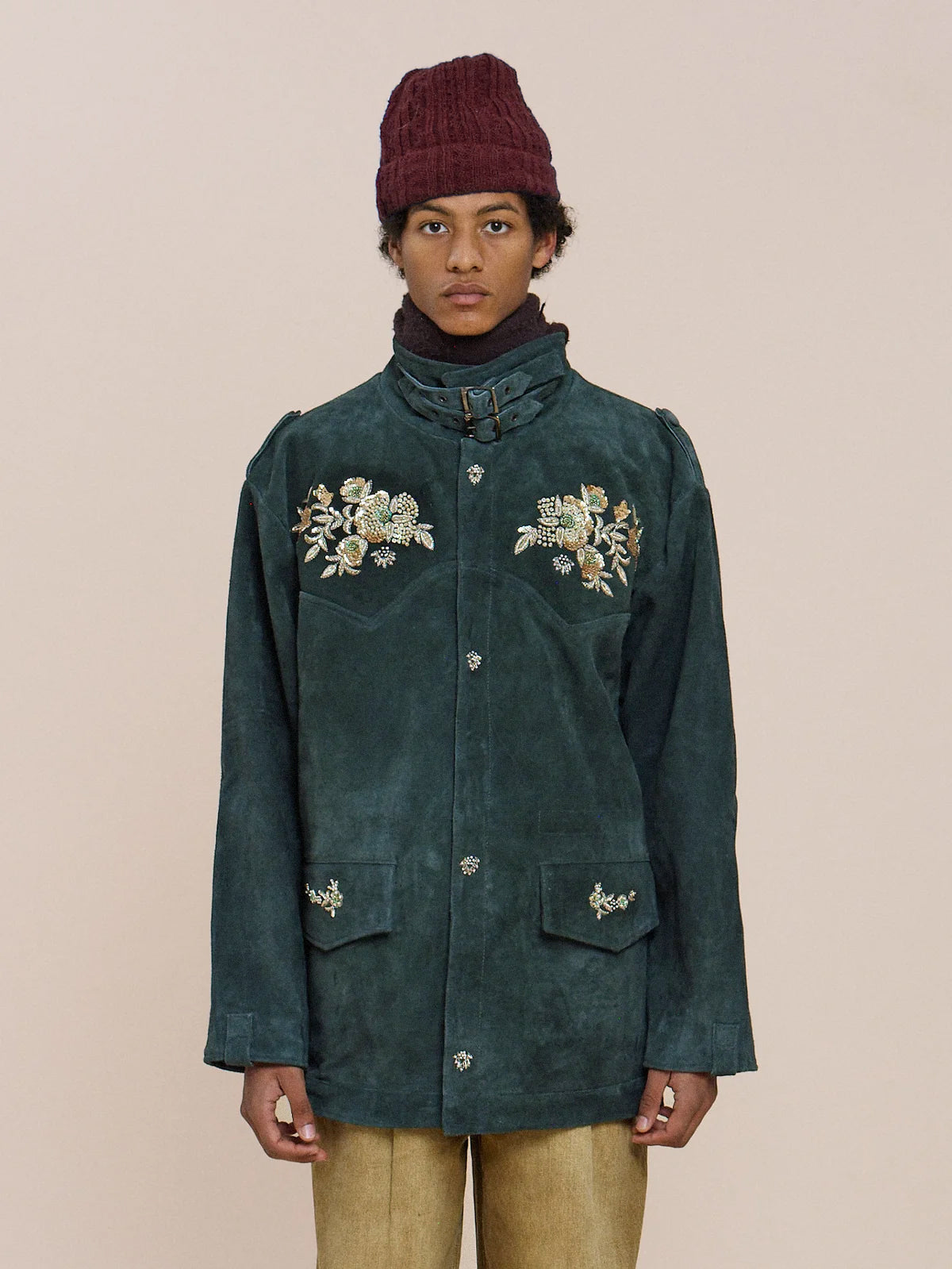 Hand Embroidered Suede M65 Jacket