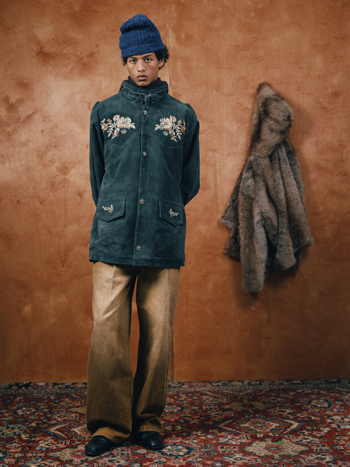 Hand Embroidered Suede M65 Jacket