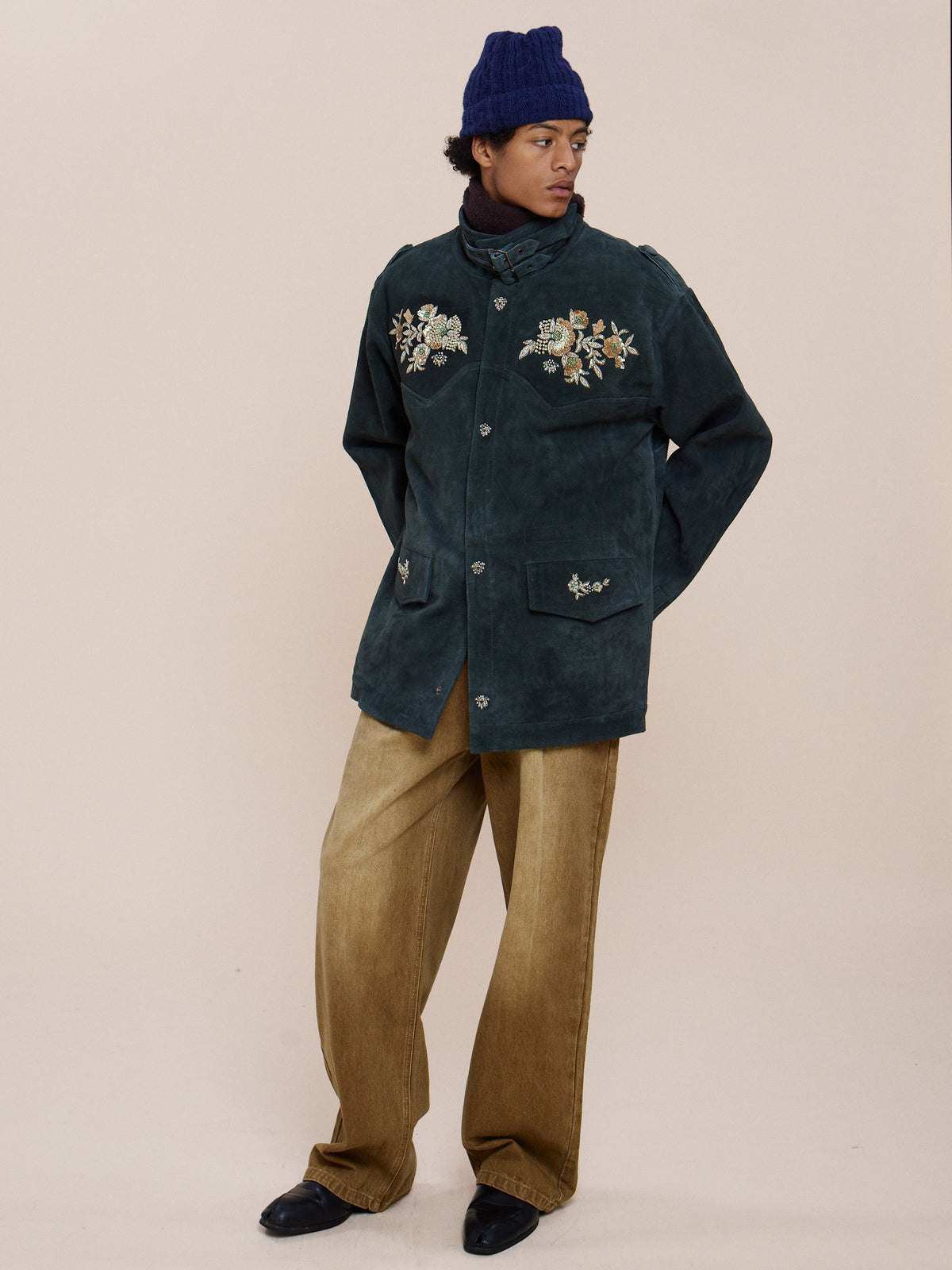 Hand Embroidered Suede M65 Jacket