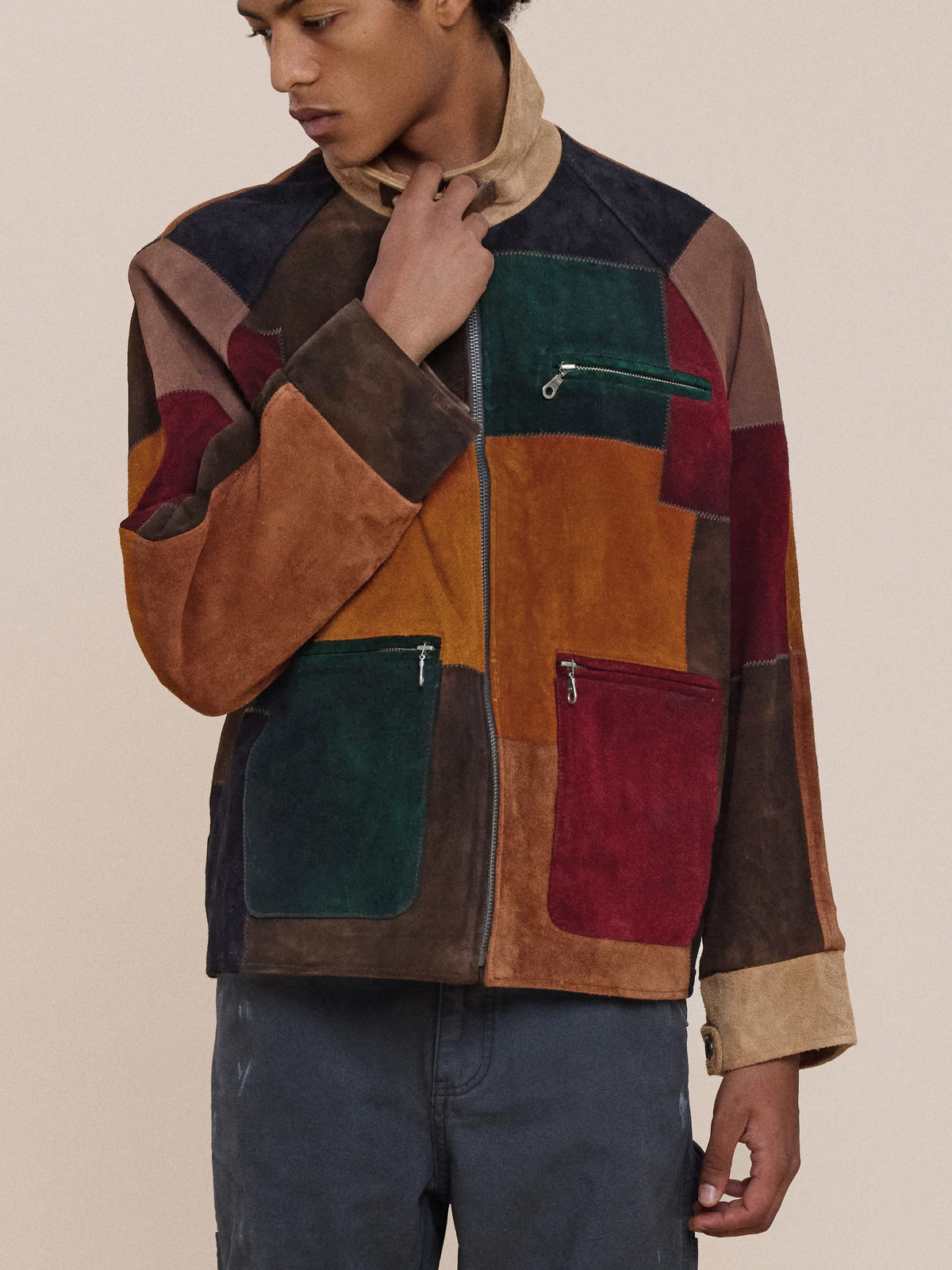 Multi Patch Suede Jacket