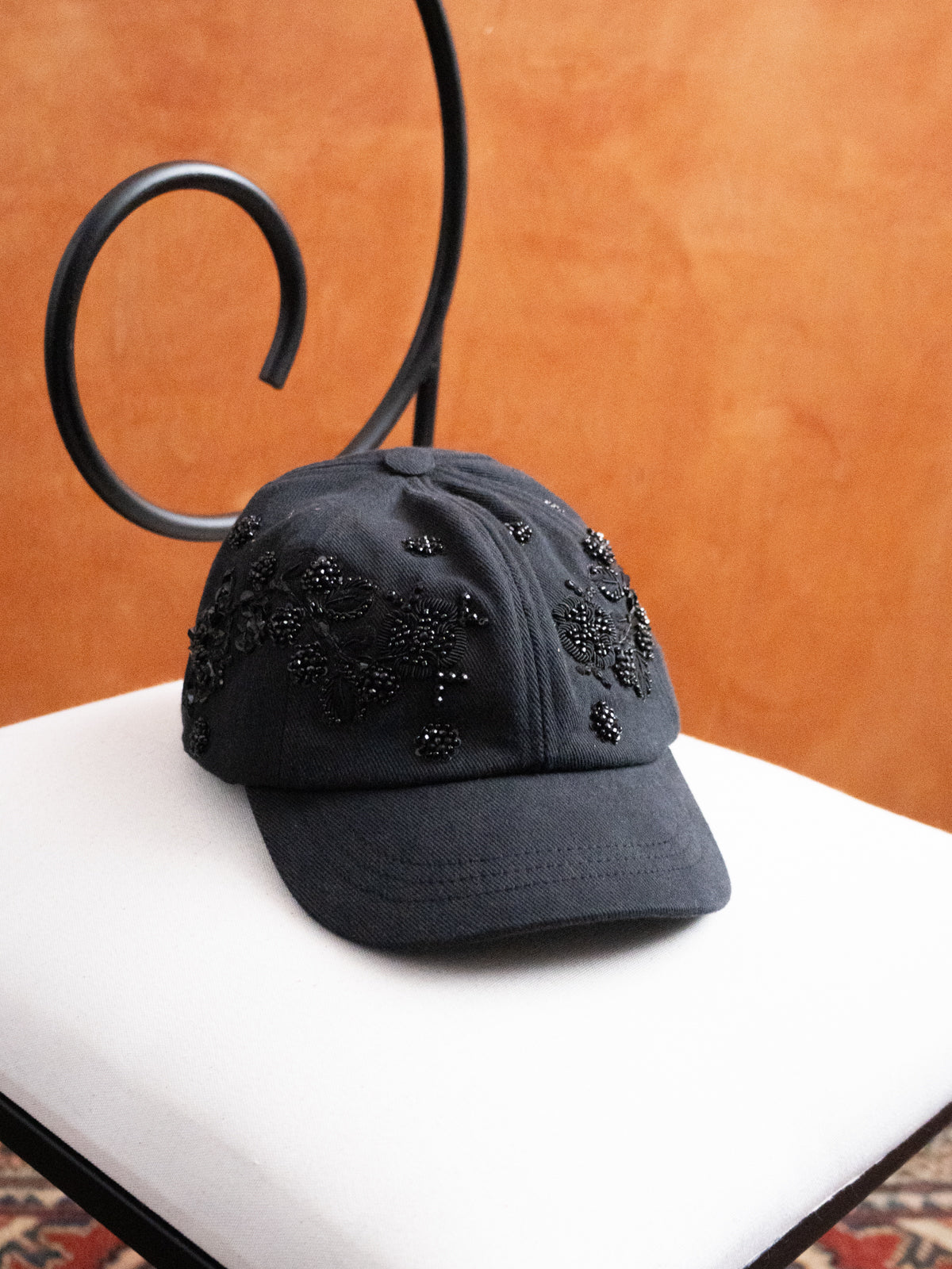 Noir Garden Beaded Cap