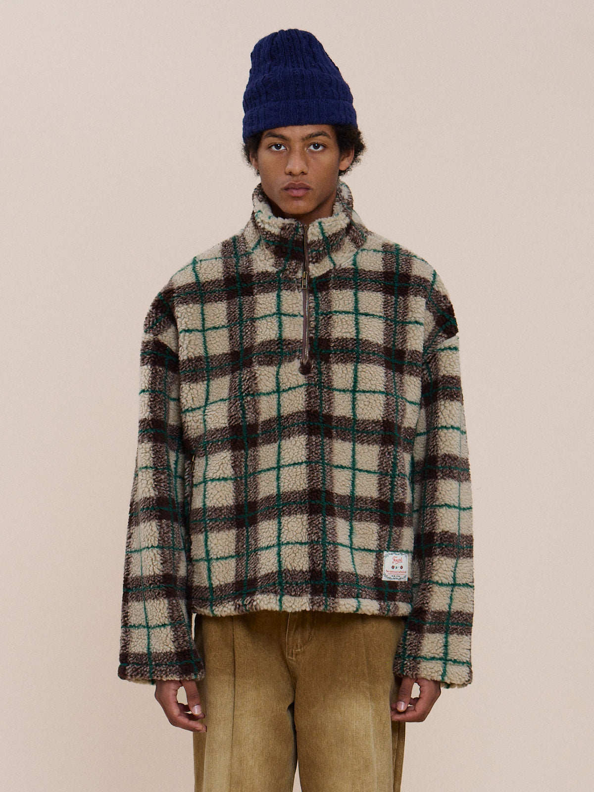 Plaid Quarter Zip Fleece Pullover