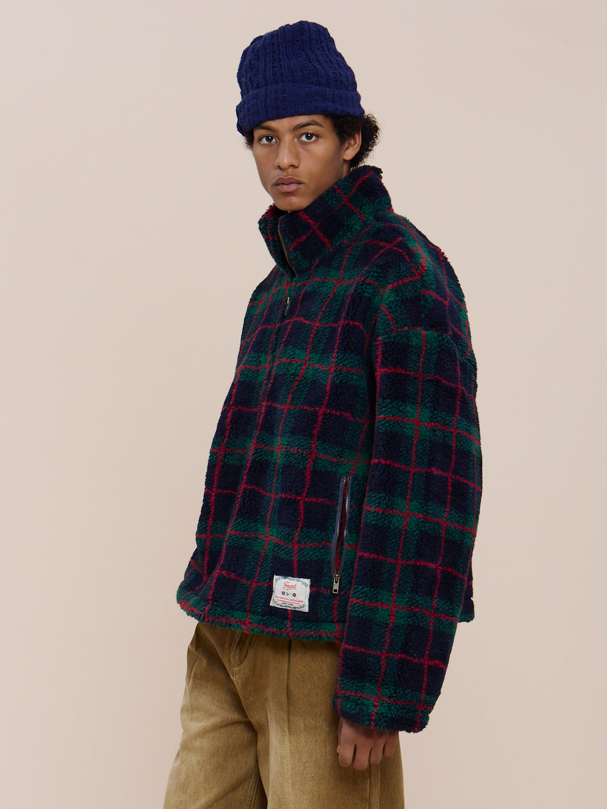 Plaid Quarter Zip Fleece Pullover