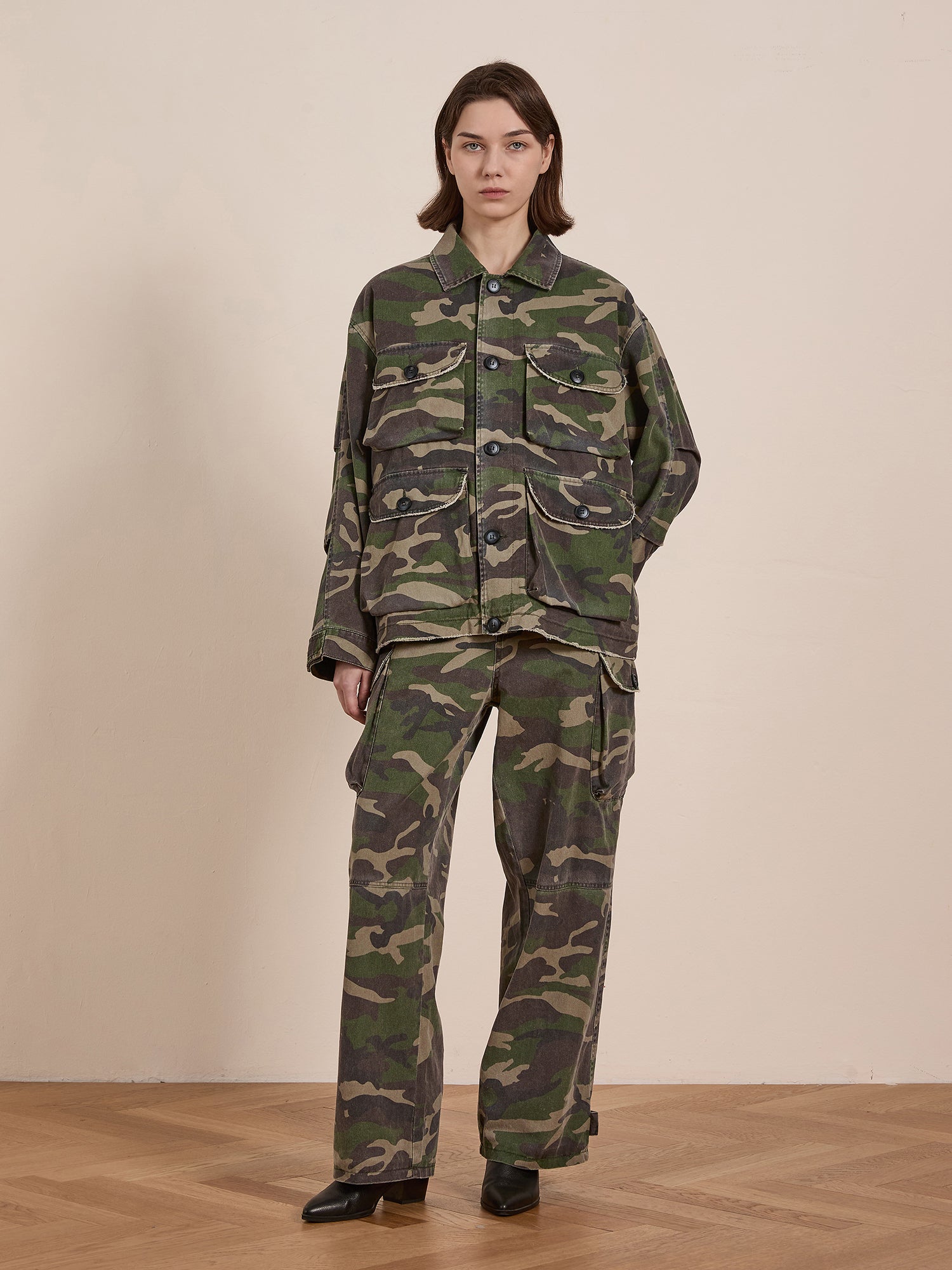 Camouflage Twill Utility Cargo Pants