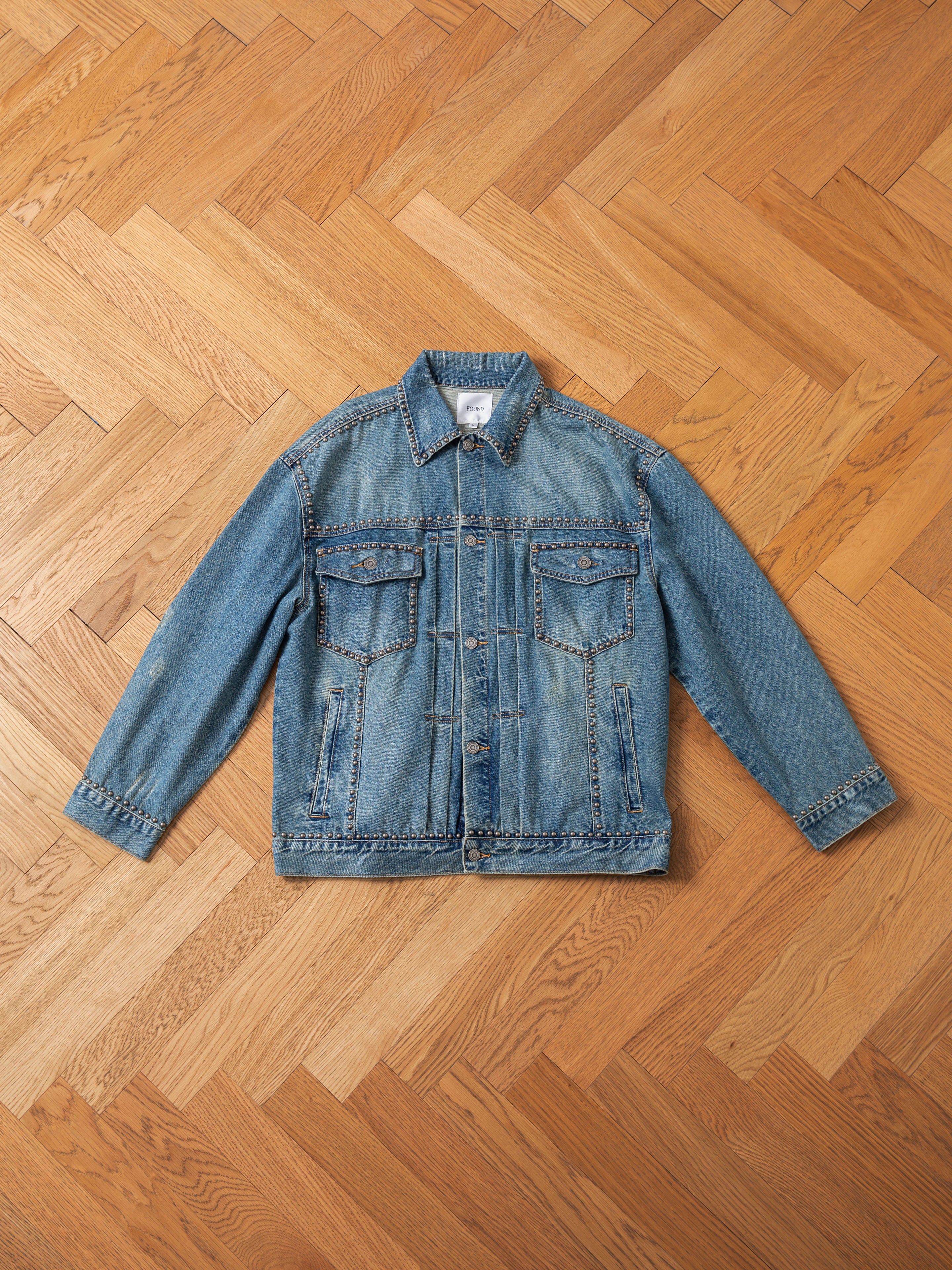 Azar Studded Denim Trucker Jacket