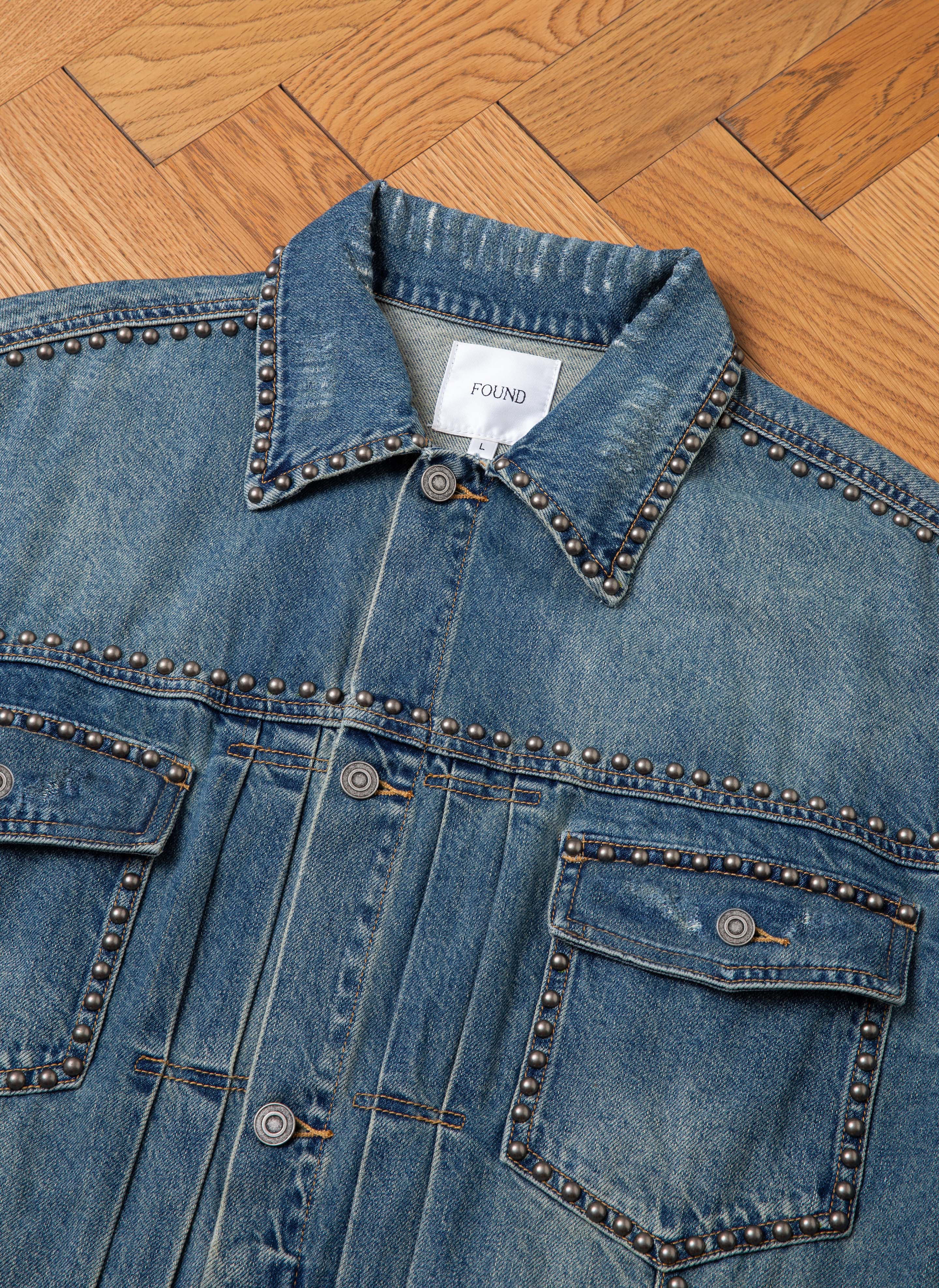 Azar Studded Denim Trucker Jacket