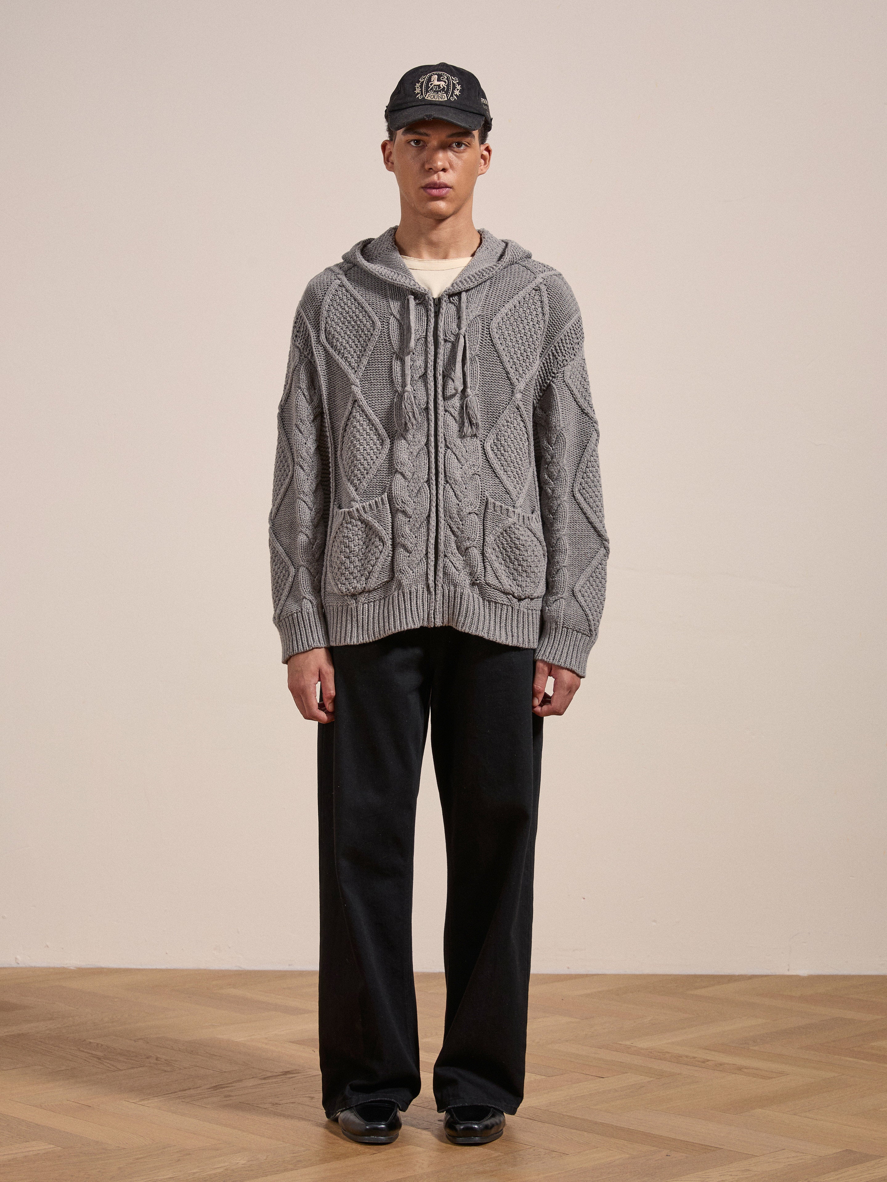 Zip Up Cable Knit Hoodie