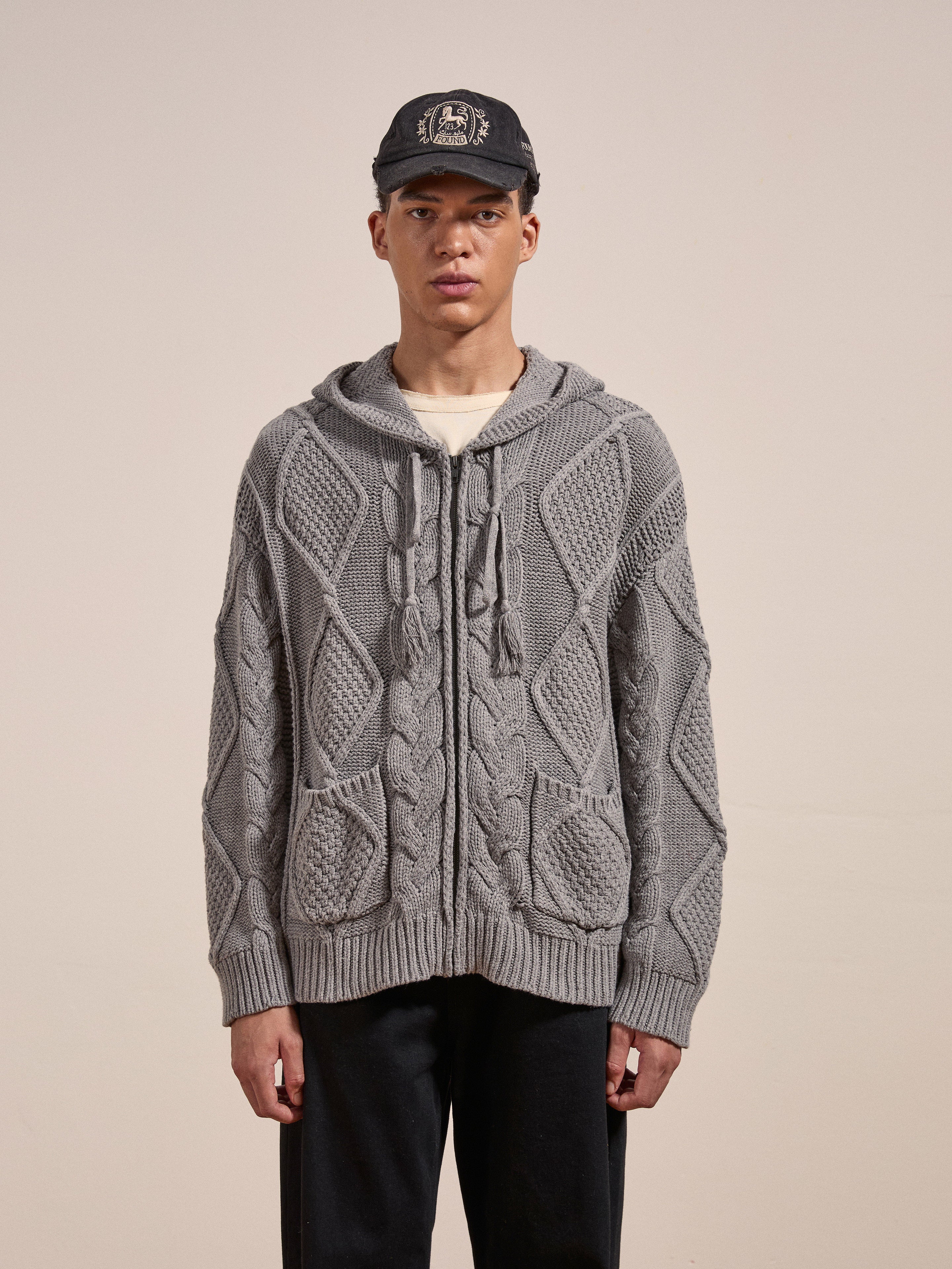 Zip Up Cable Knit Hoodie