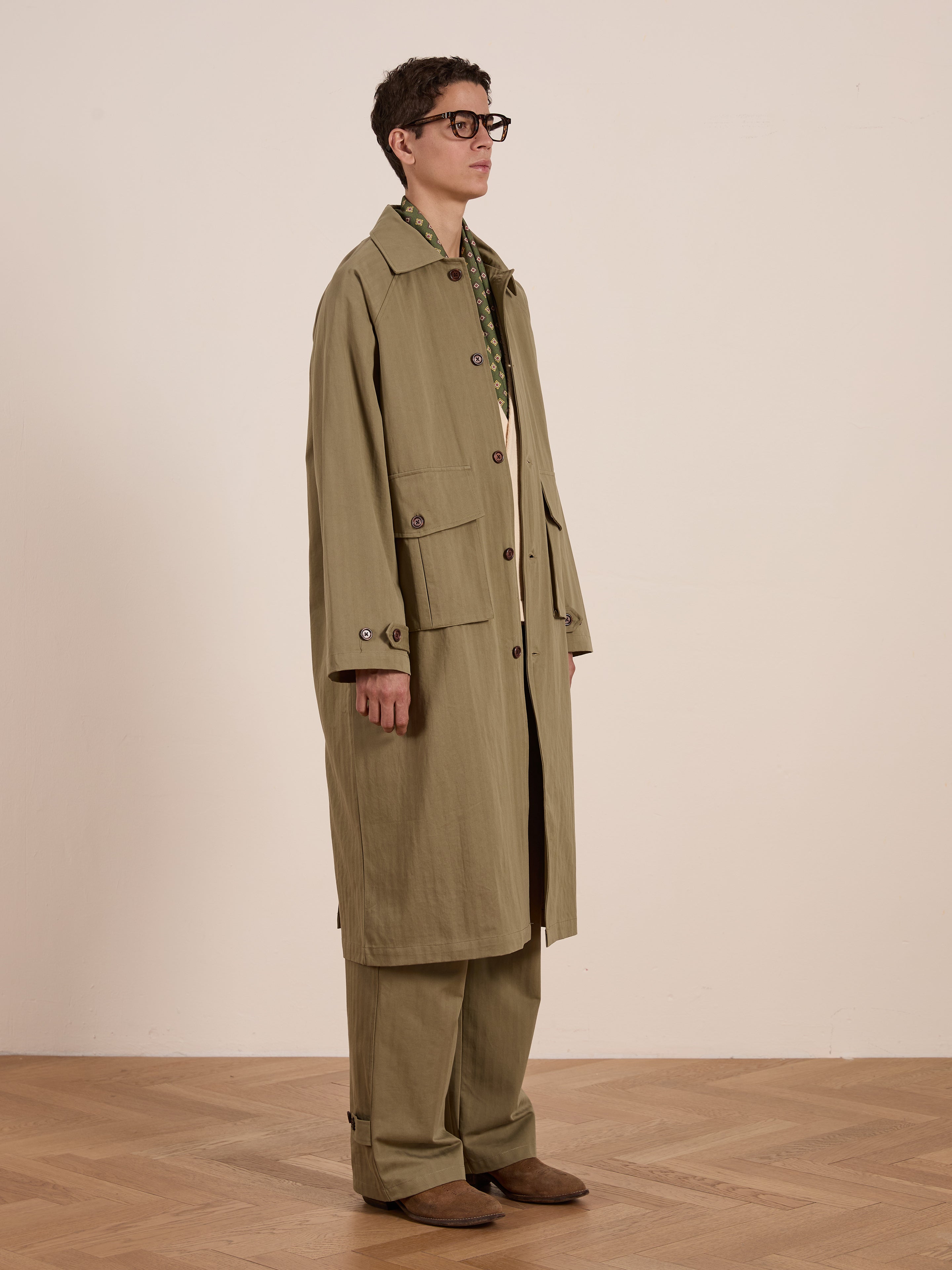 Herringbone Twill Trench Coat
