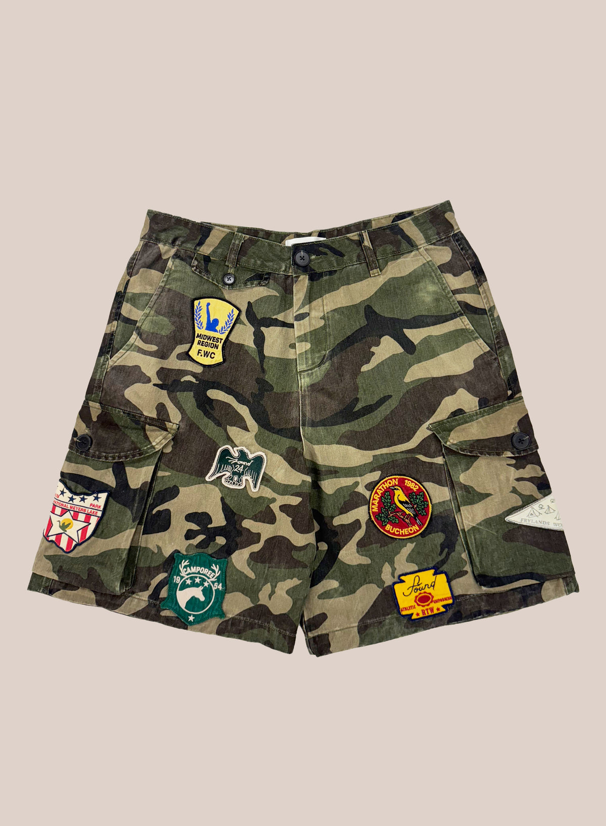 Camo Patchwork Cargo Shorts