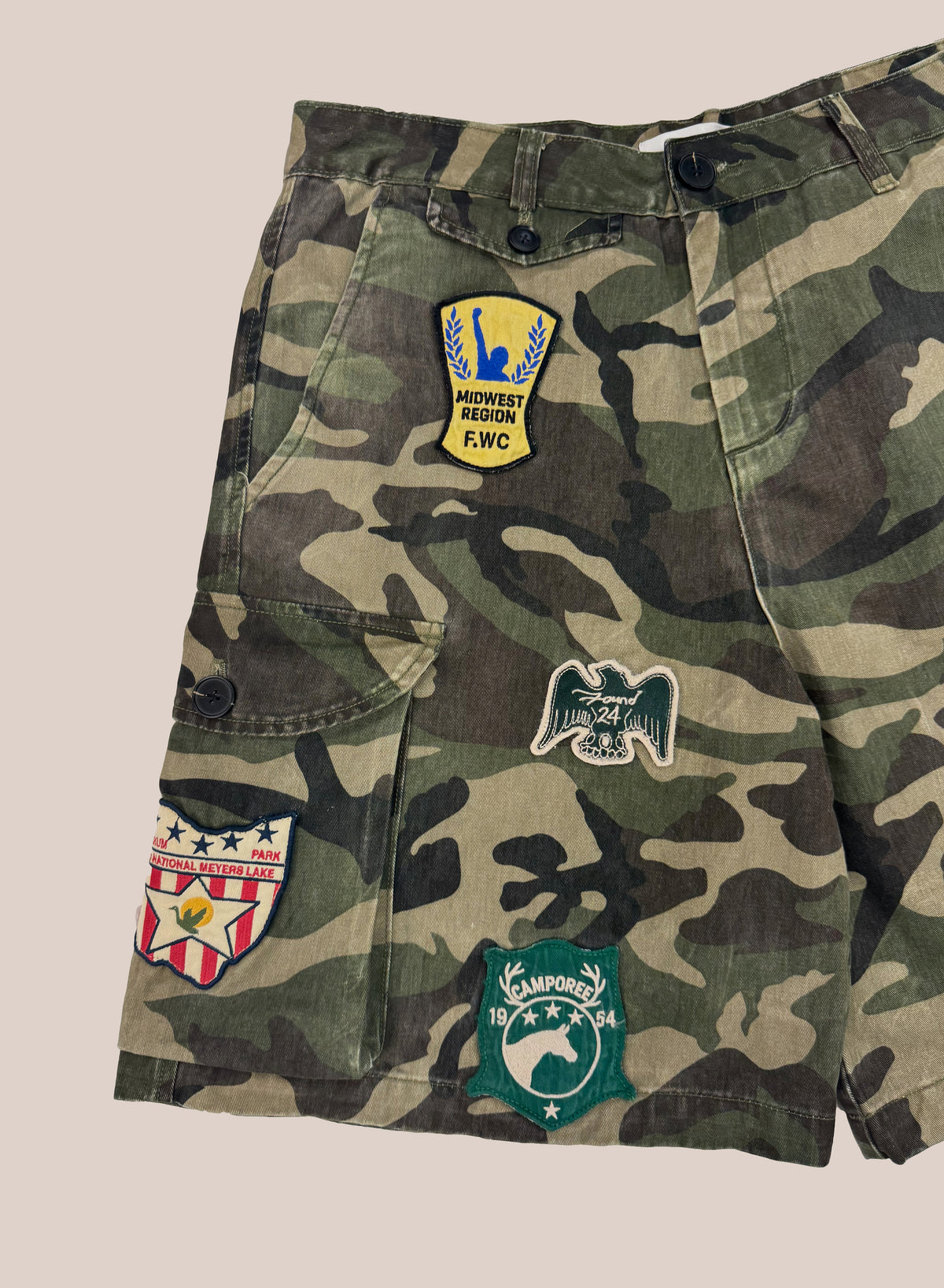 Camo Patchwork Cargo Shorts