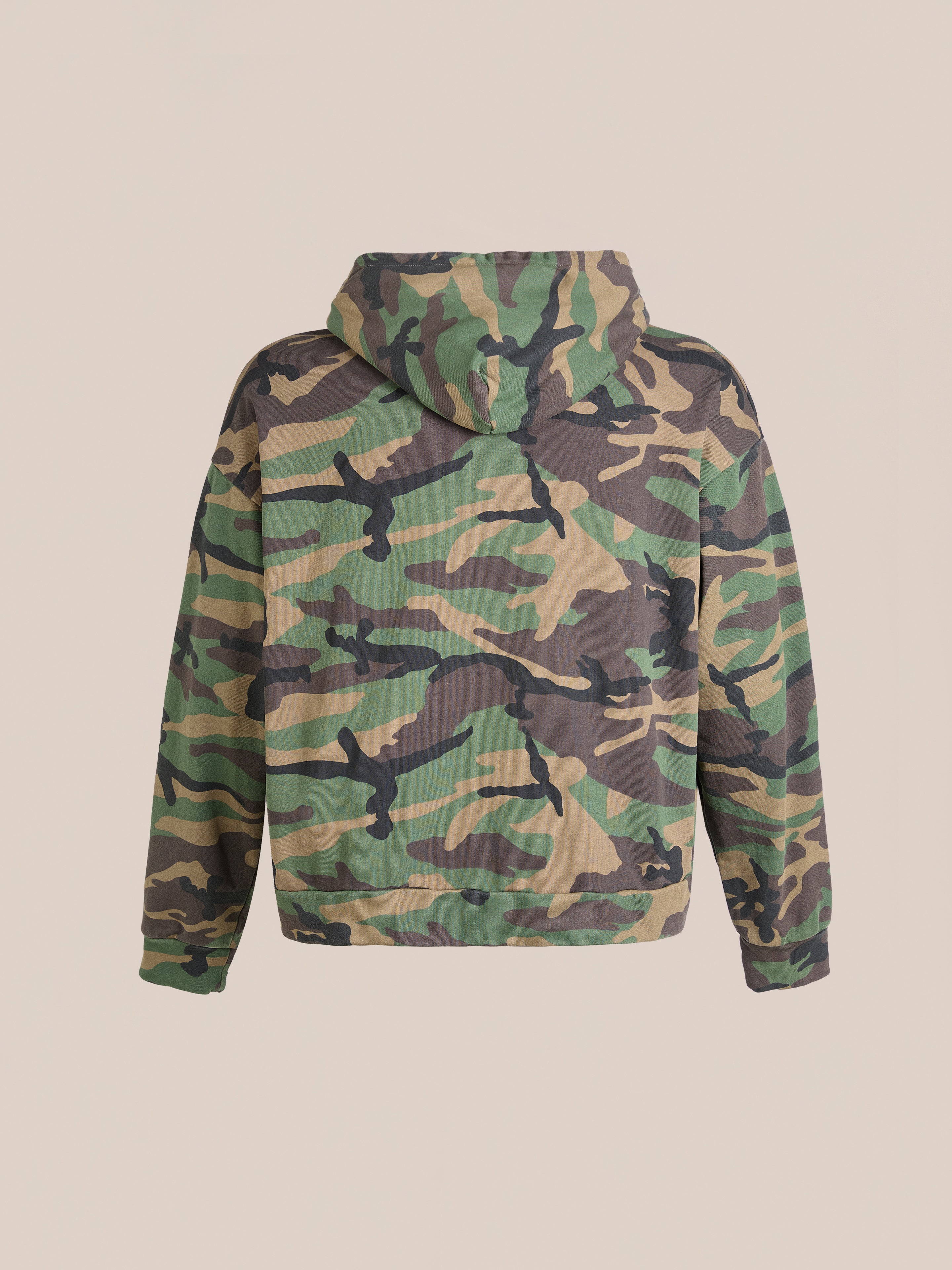 Washed Camouflage Zip Hoodie