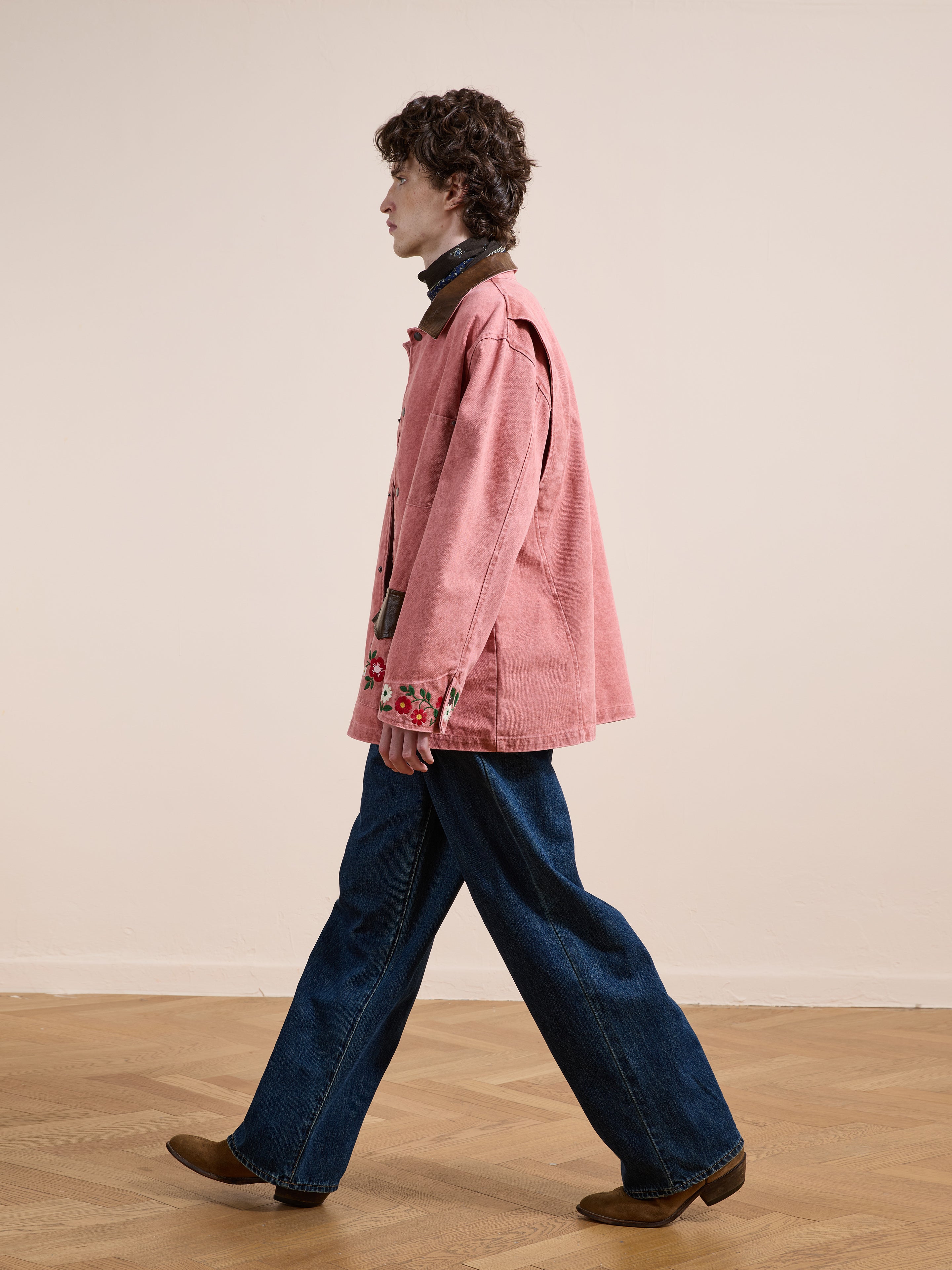 Salmon pink HUF corduroy jacket, first type