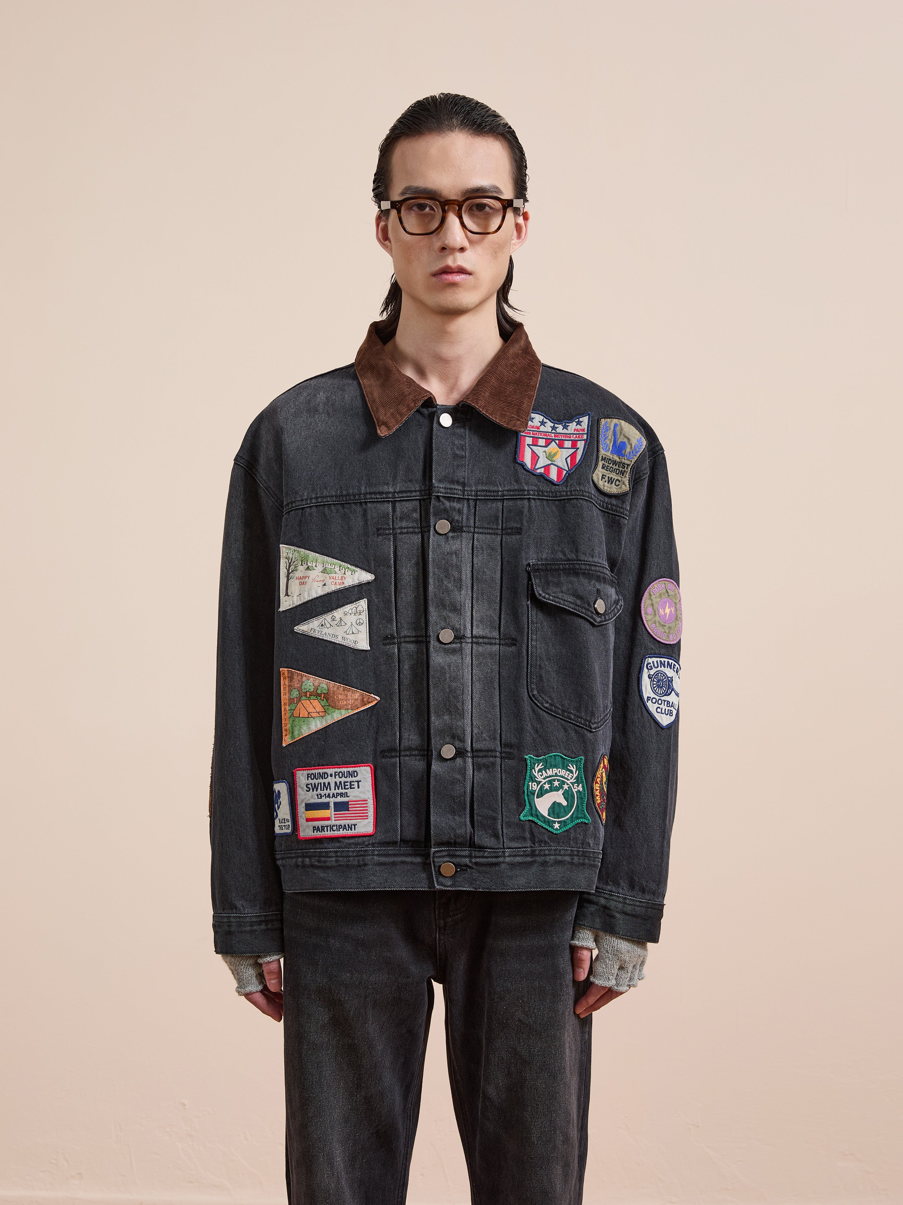 Corduroy Patchwork Denim Jacket Lサイズ Denim Patchwork Jacket