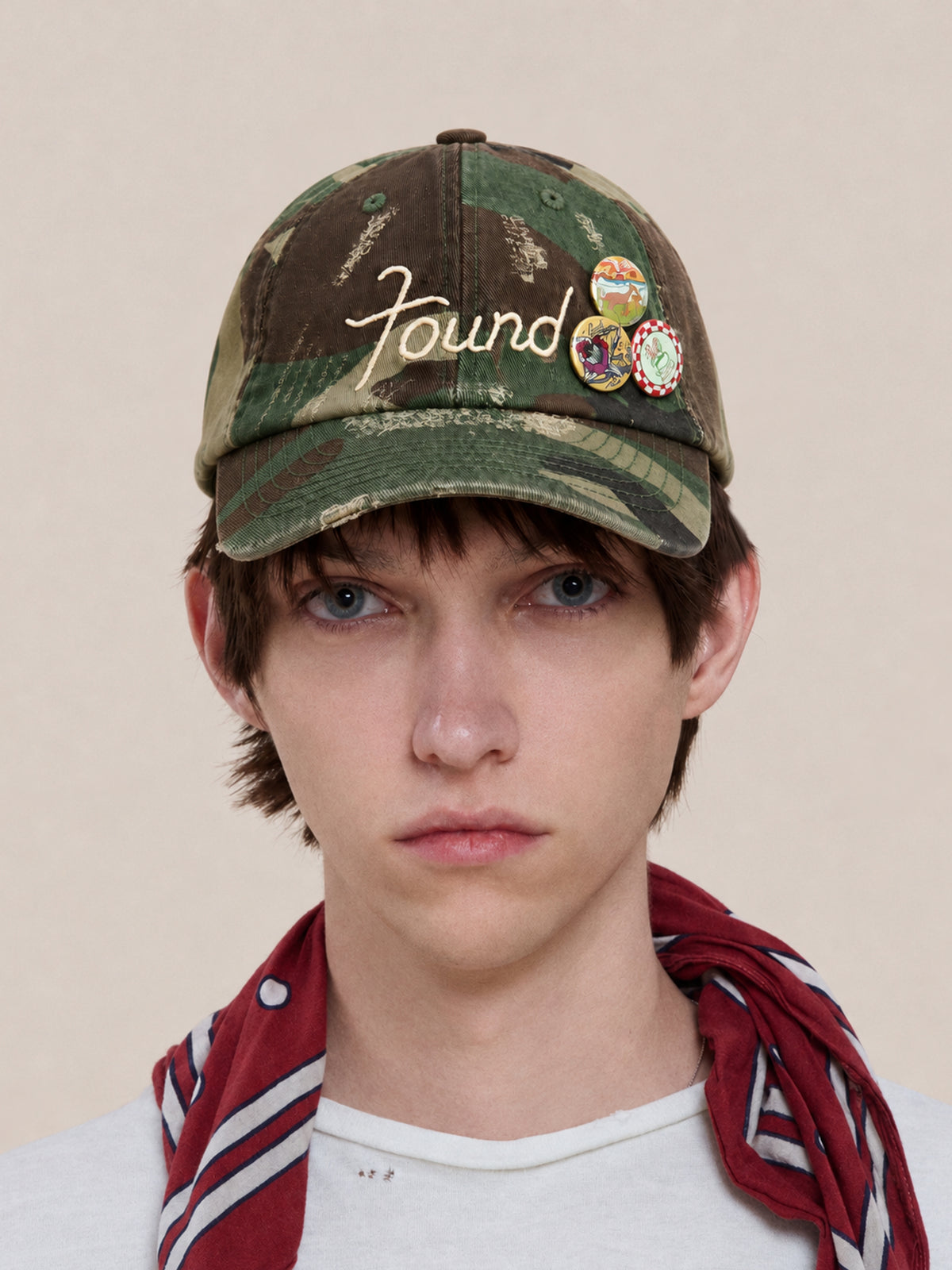 Distressed Camouflage Embroidered Cap