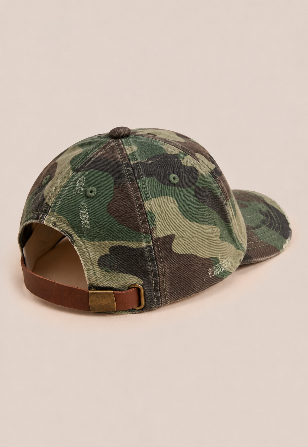 Distressed Camouflage Embroidered Cap
