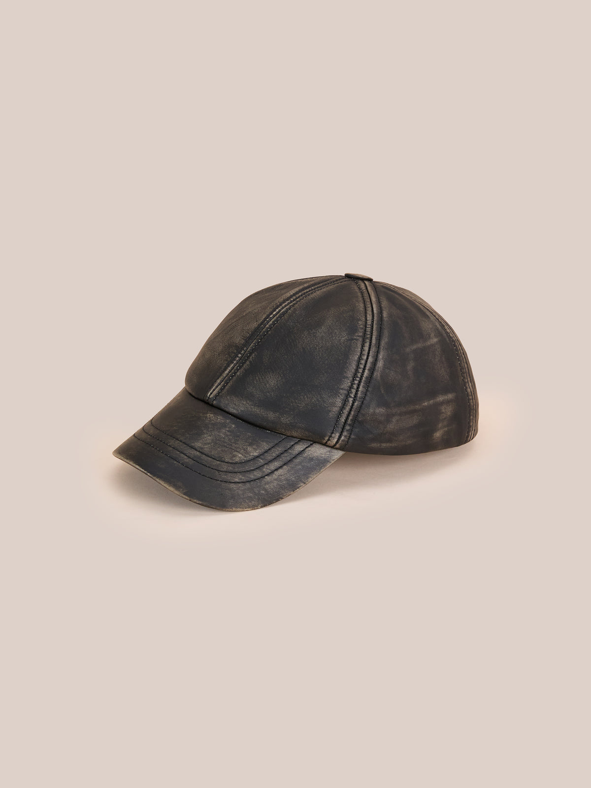 Distressed Faded Leather Cap