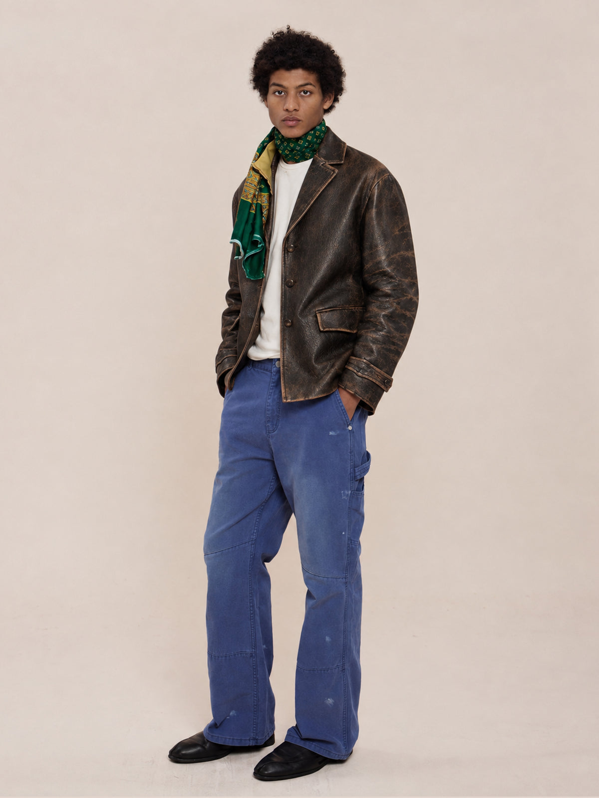 Distressed Leather Blazer