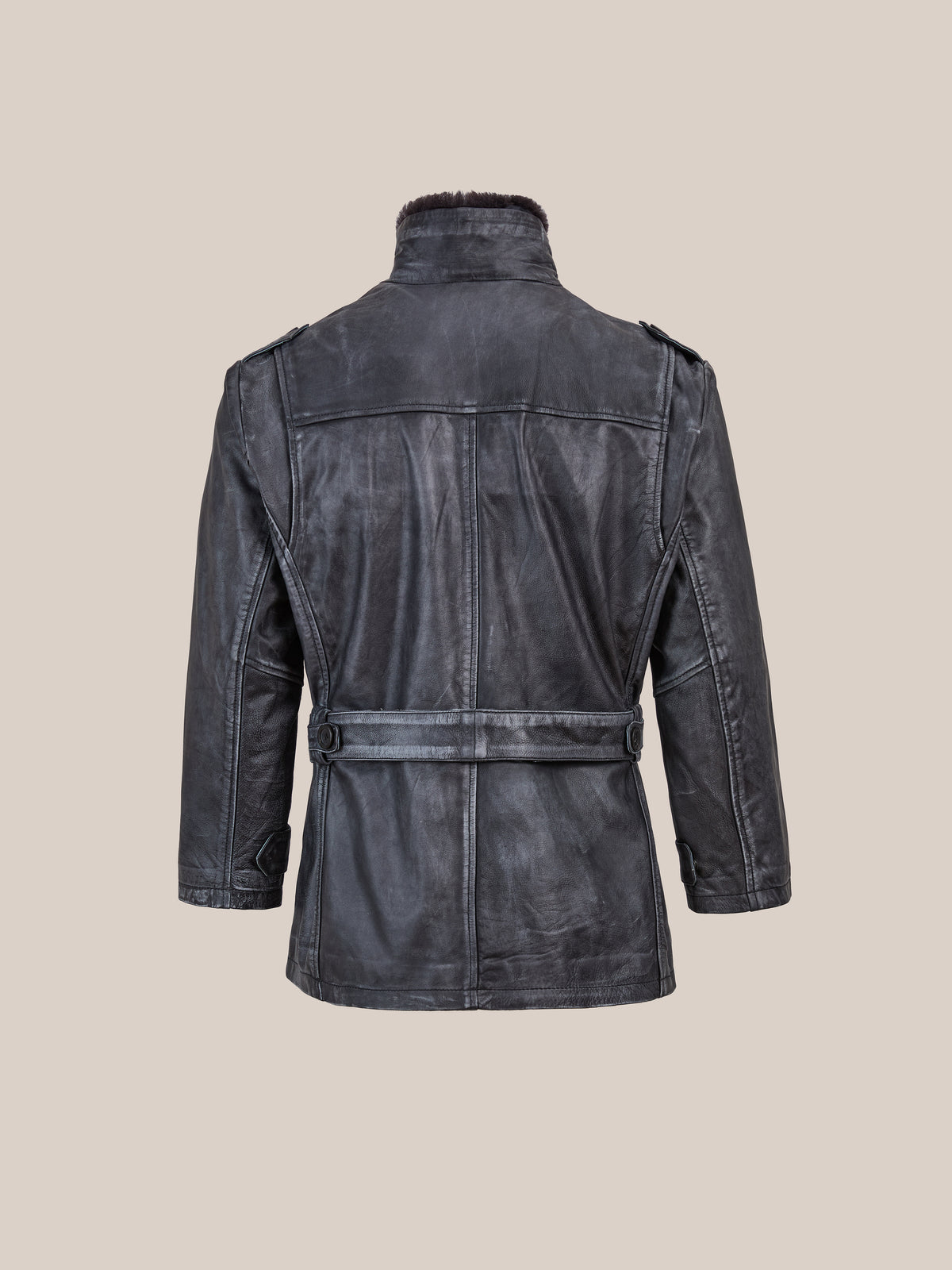 Distressed Leather M65 Utility Jacket