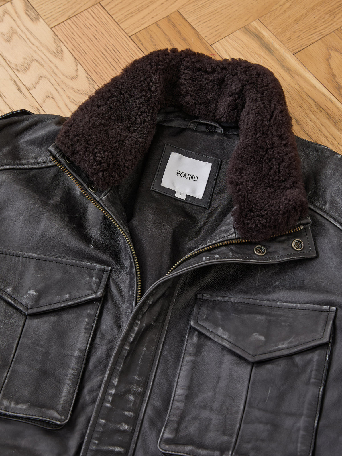 Distressed Leather M65 Utility Jacket