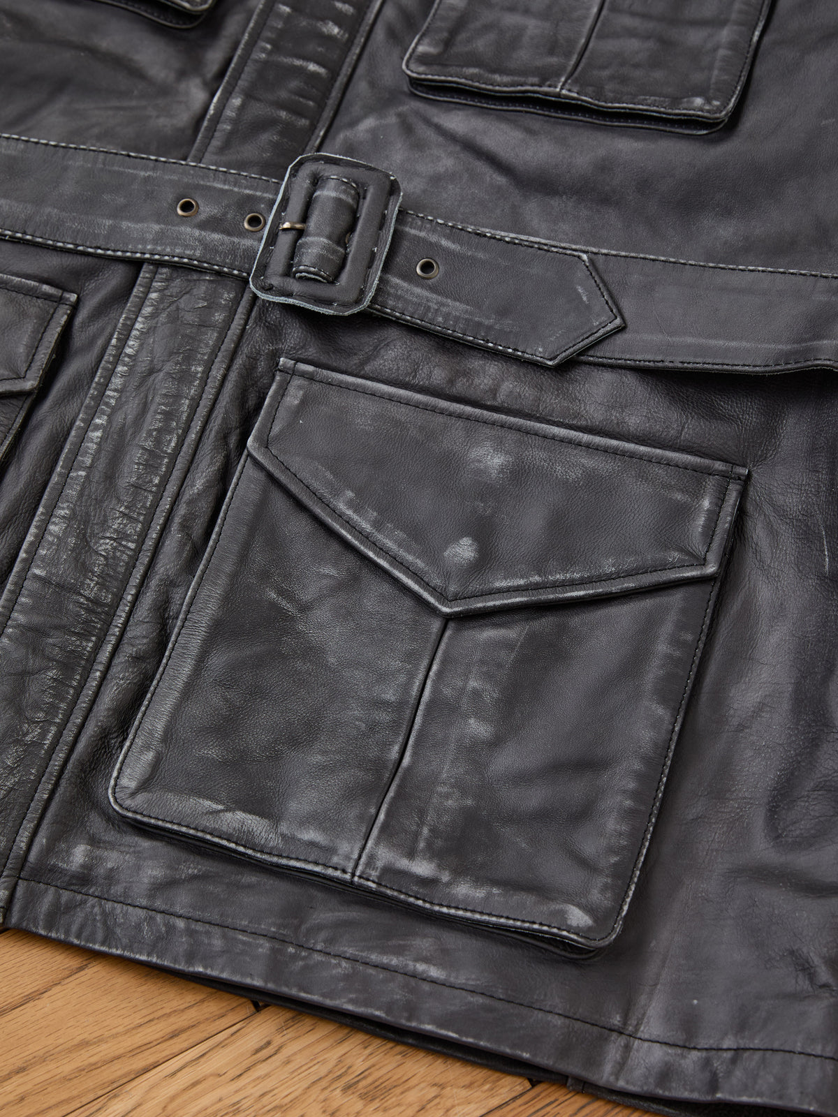 Distressed Leather M65 Utility Jacket