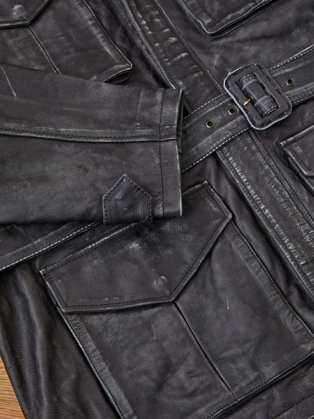 Distressed Leather M65 Utility Jacket