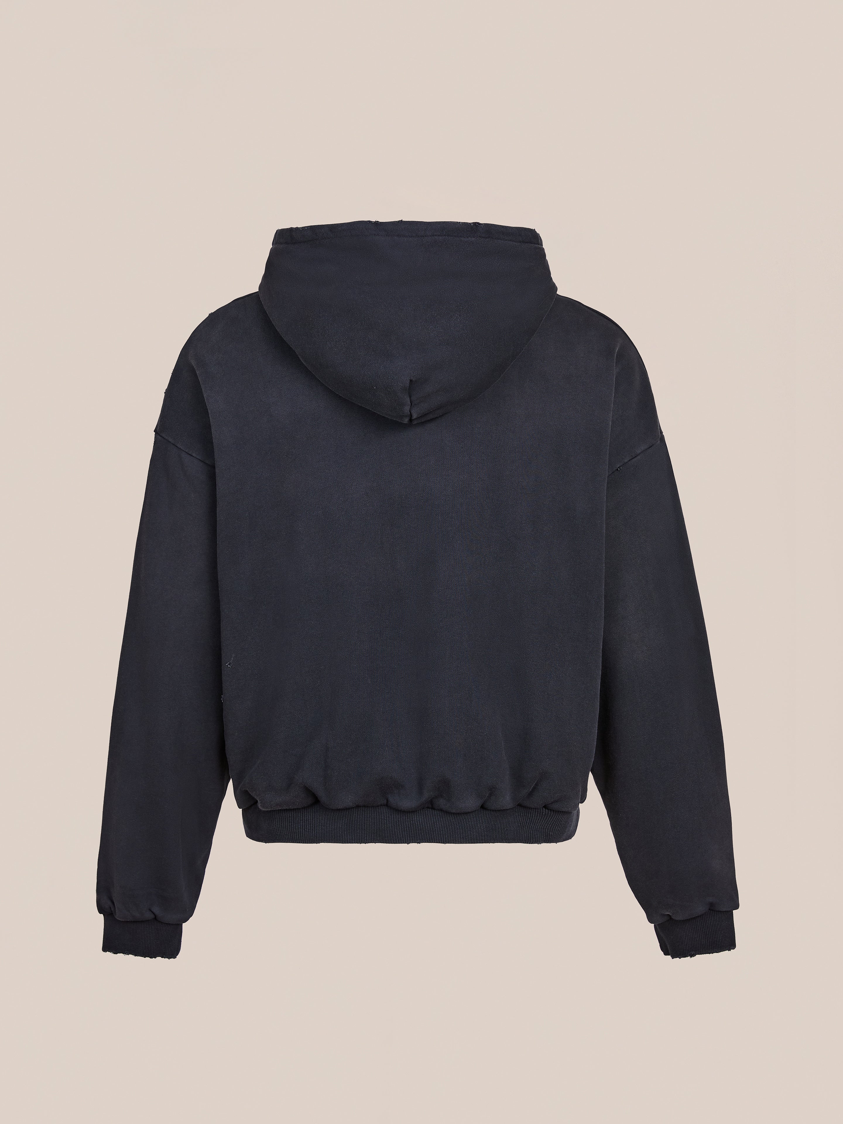 Distressed Thermal Lined Zip Up Hoodie