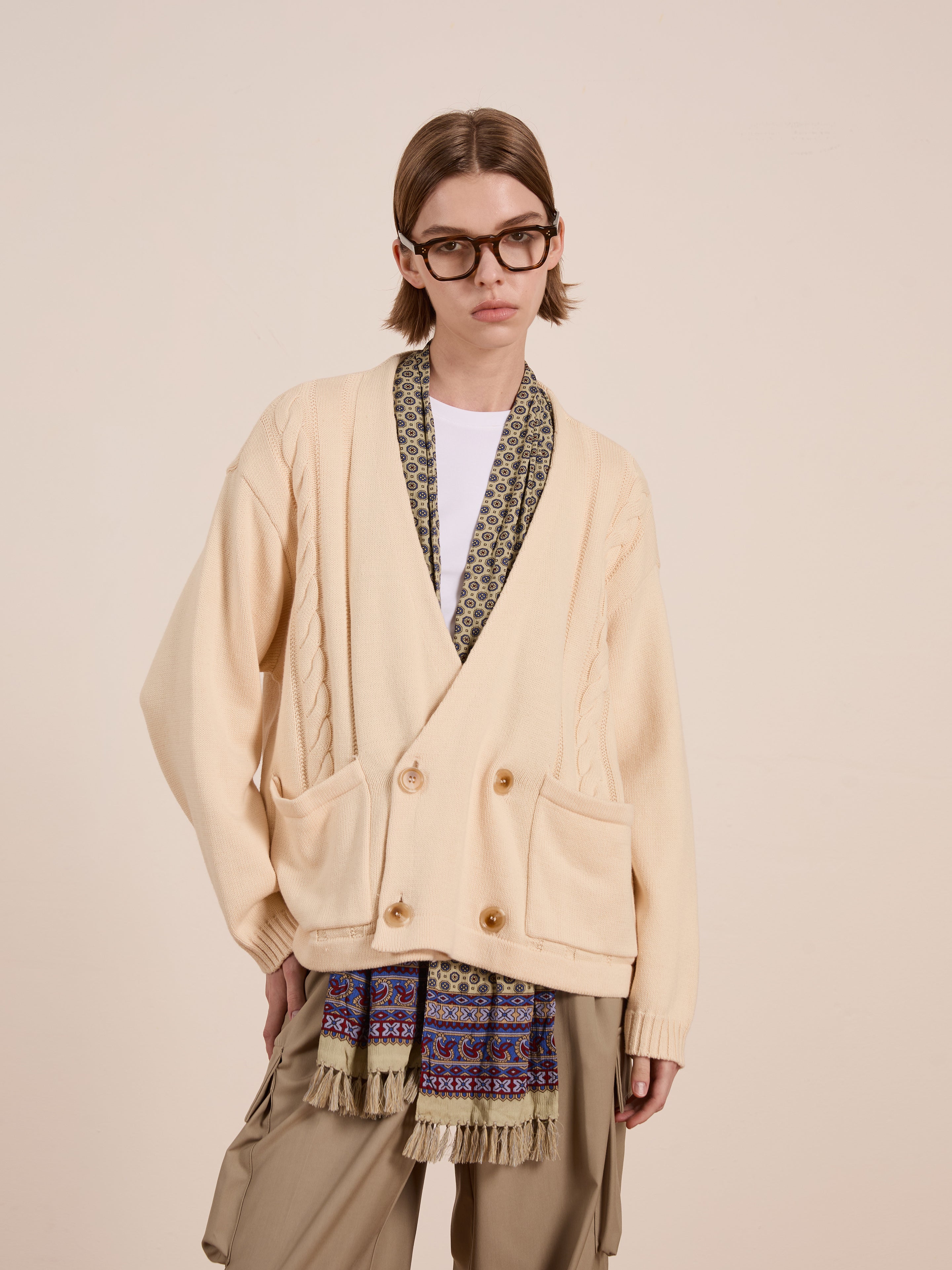 トップス Double-breasted Shaggy knit Cardigan Double Breasted Knit Cardigan