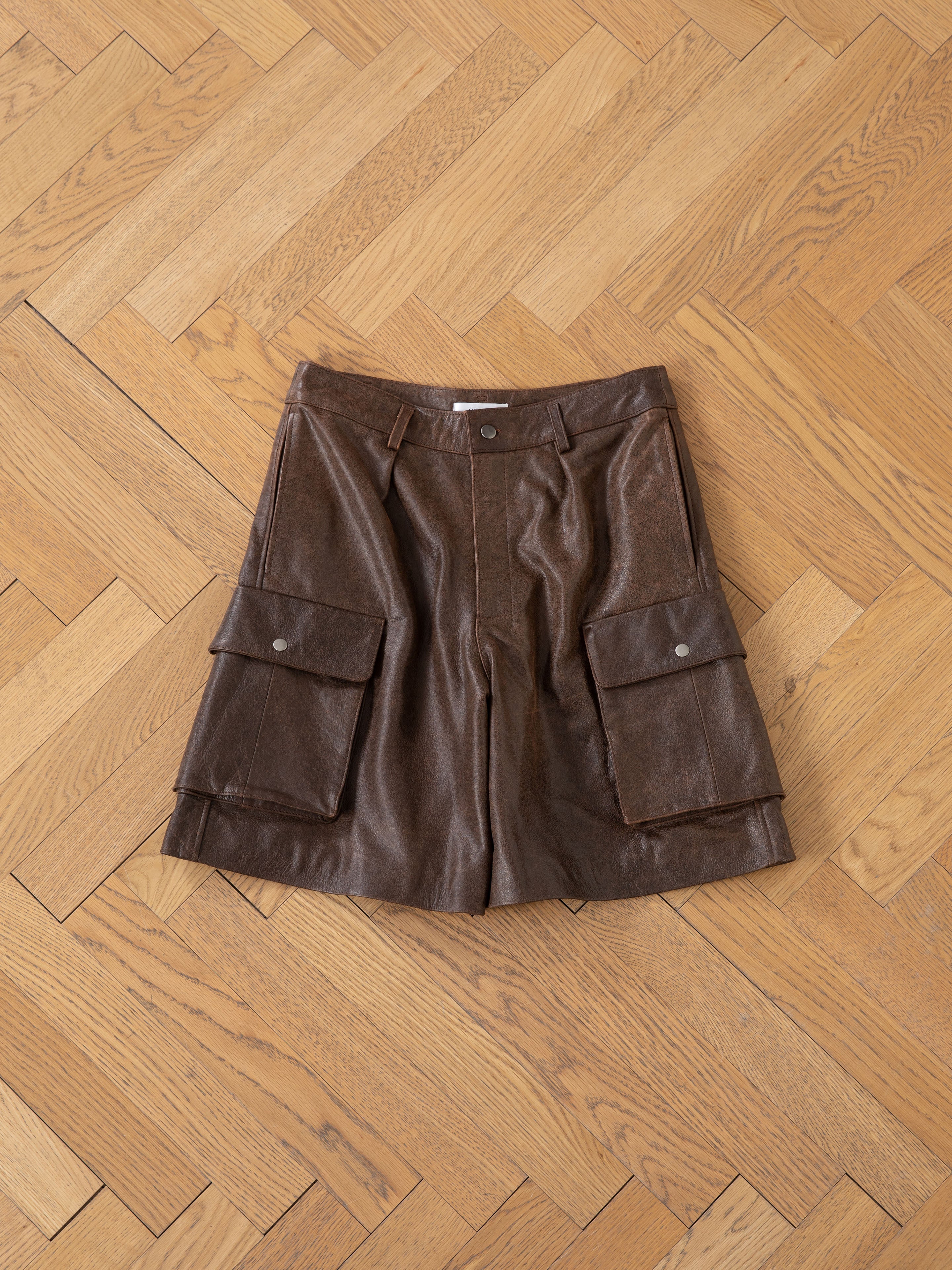 Dusk Distressed Genuine Leather Cargo Shorts