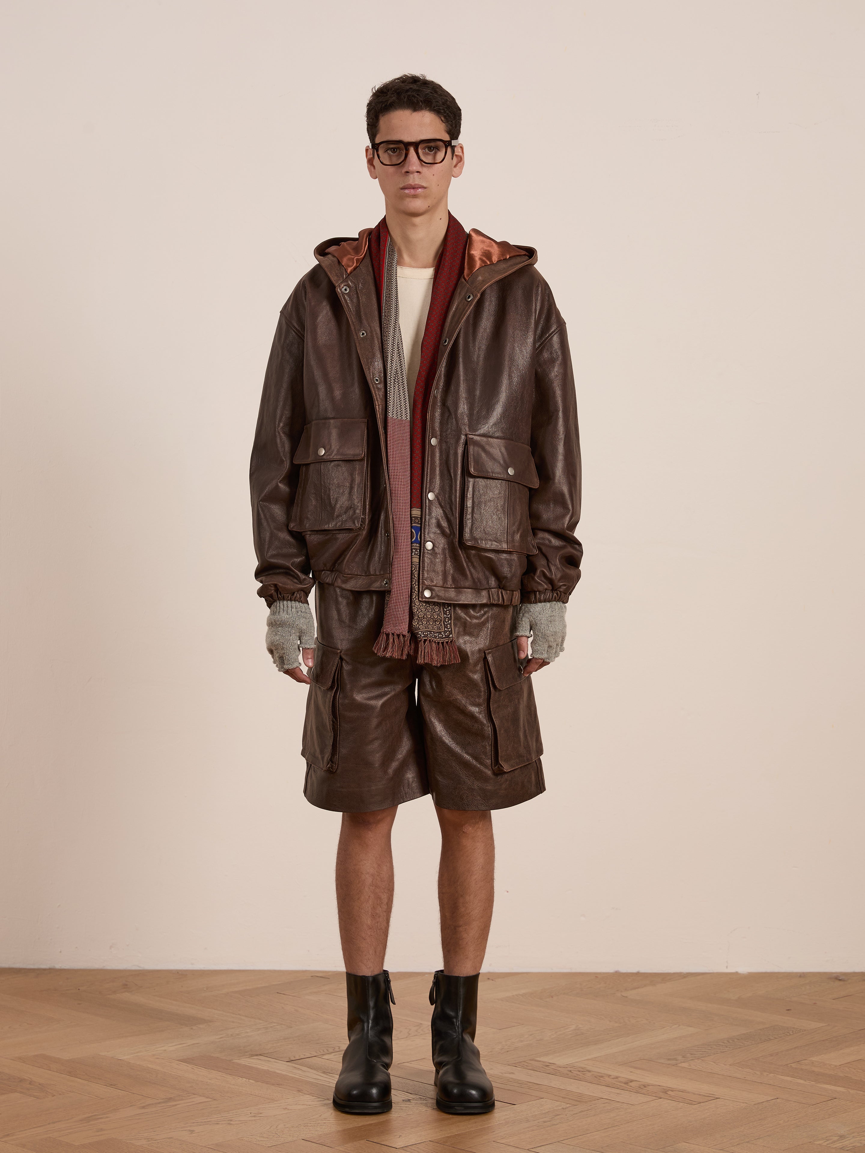 Dusk Distressed Genuine Leather Hoodie