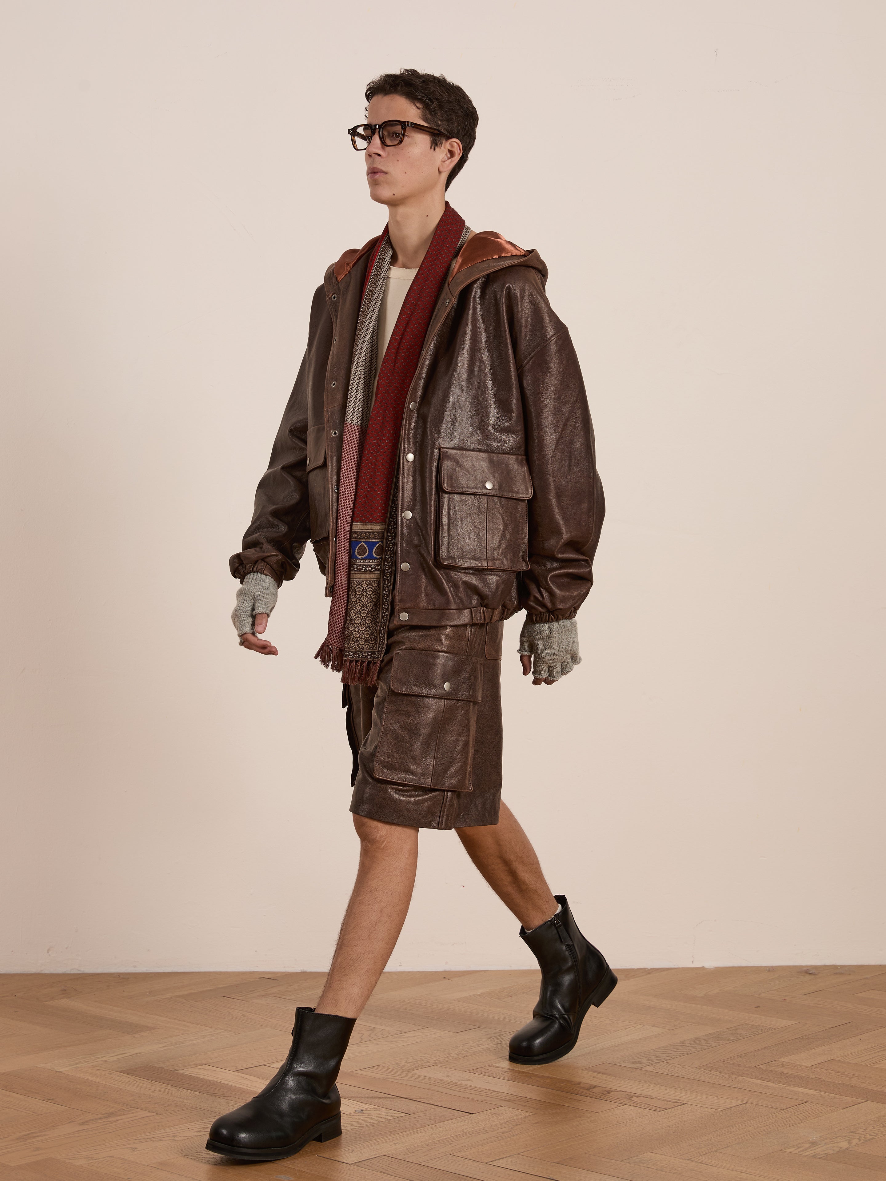 Dusk Distressed Genuine Leather Hoodie