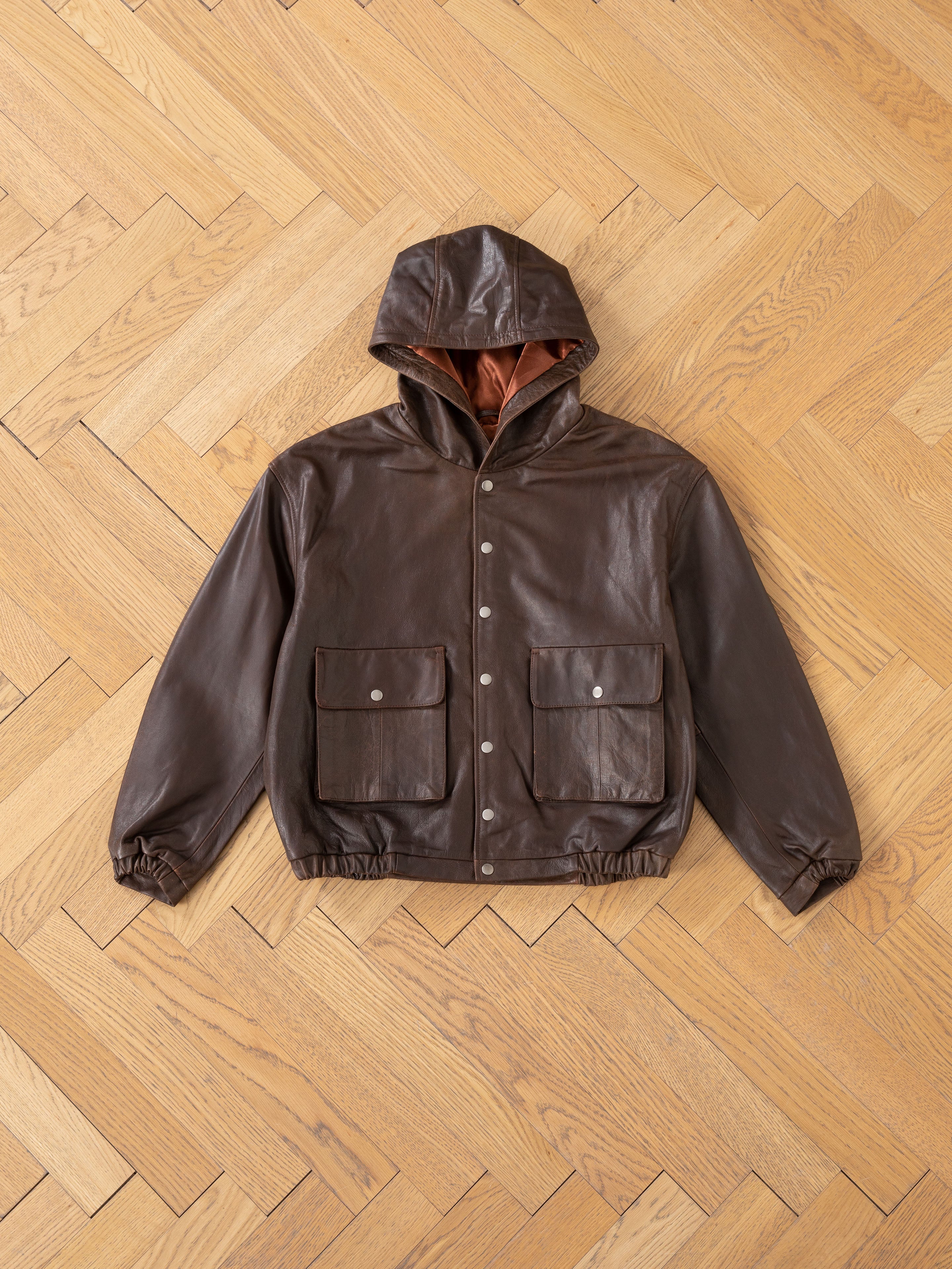 Dusk Distressed Genuine Leather Hoodie