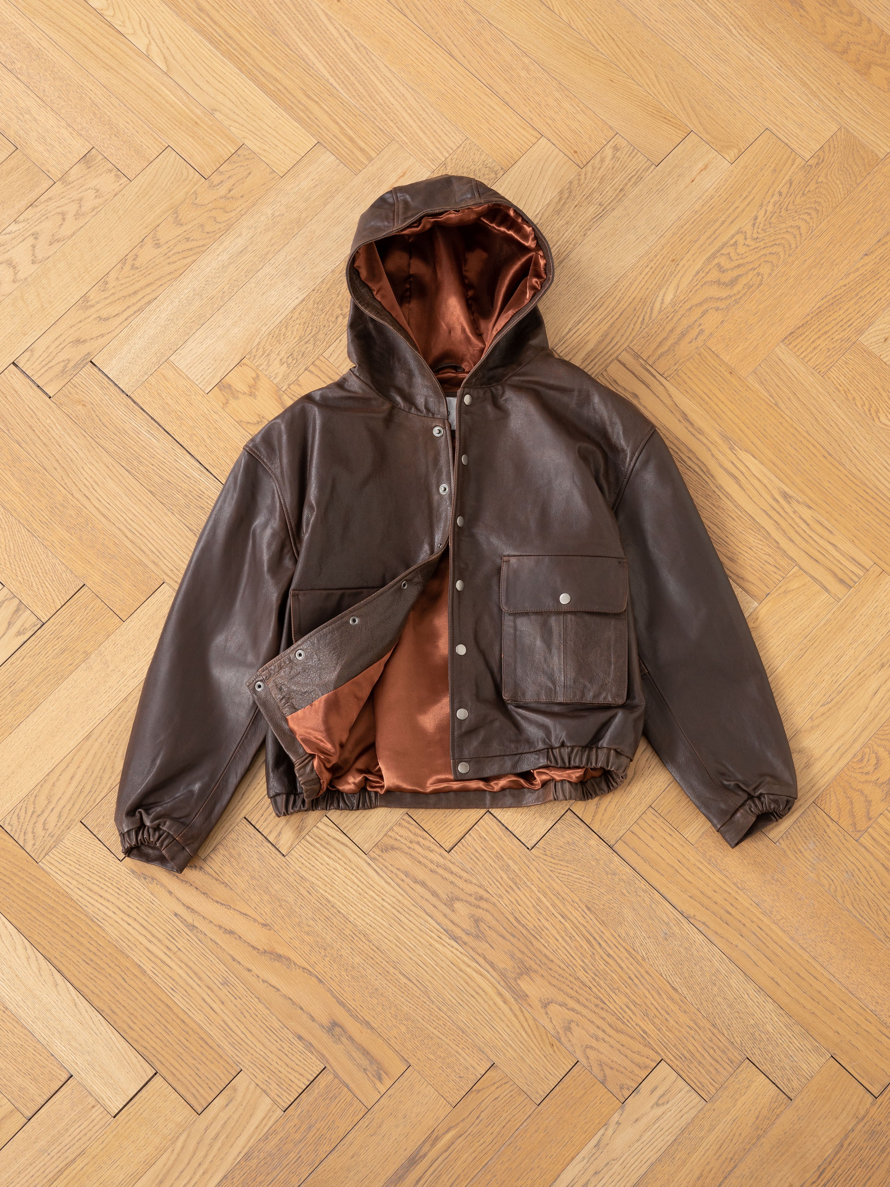 Dusk Distressed Genuine Leather Hoodie