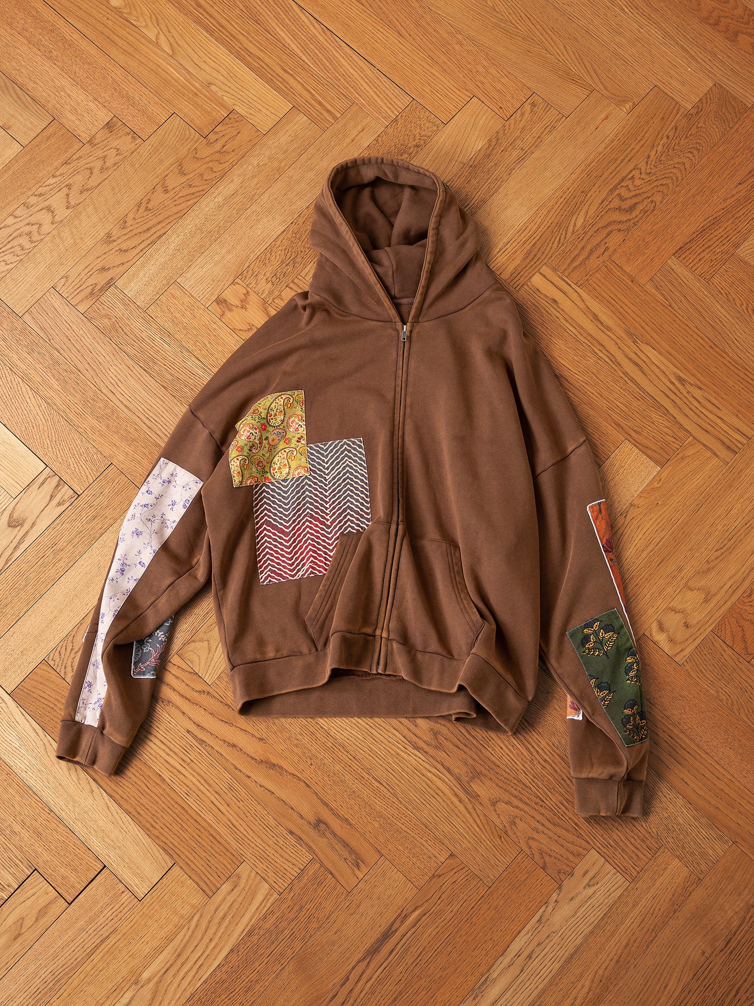 Tapestry Patchwork Zip Up Hoodie