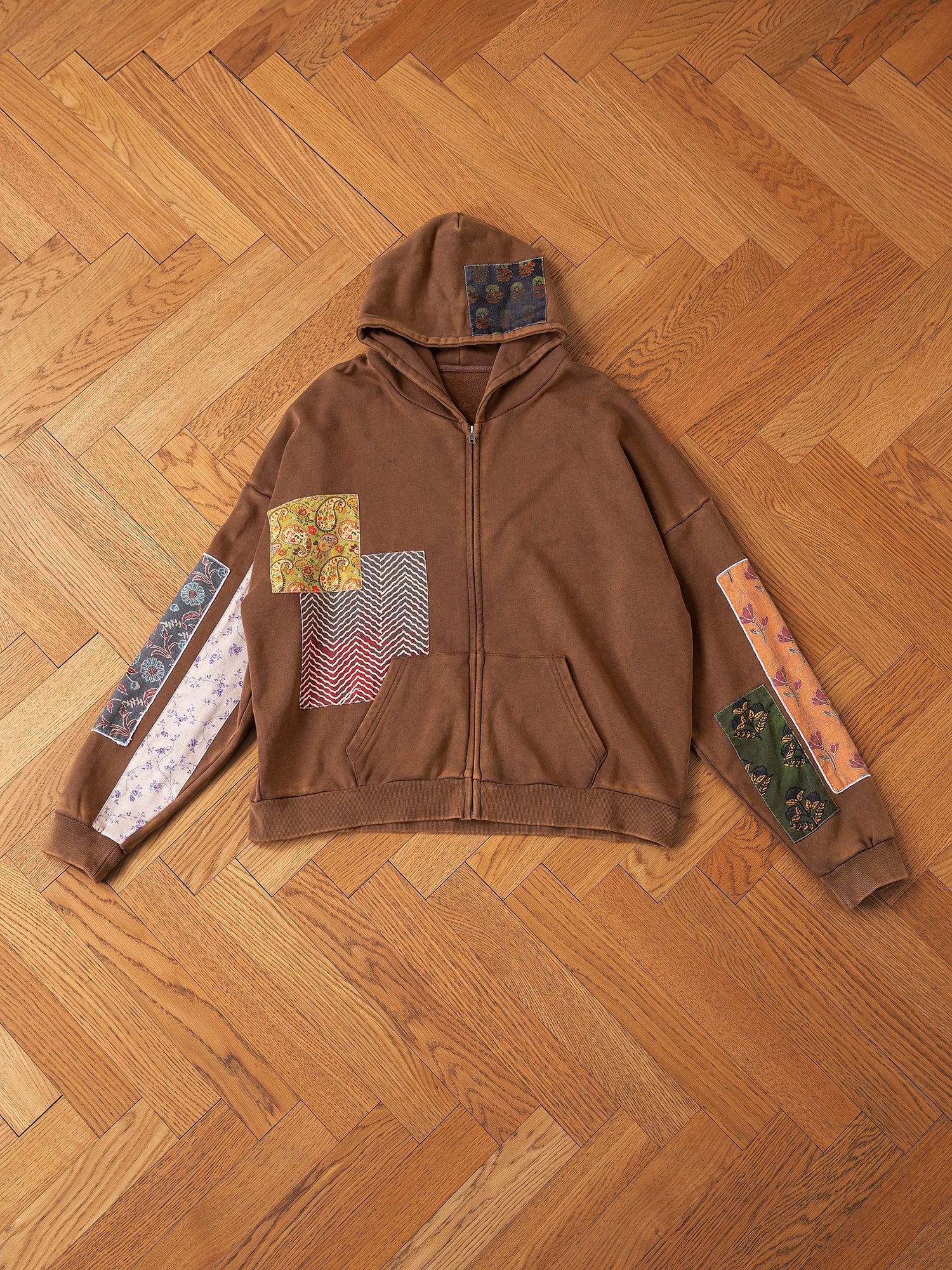 Tapestry Patchwork Zip Up Hoodie