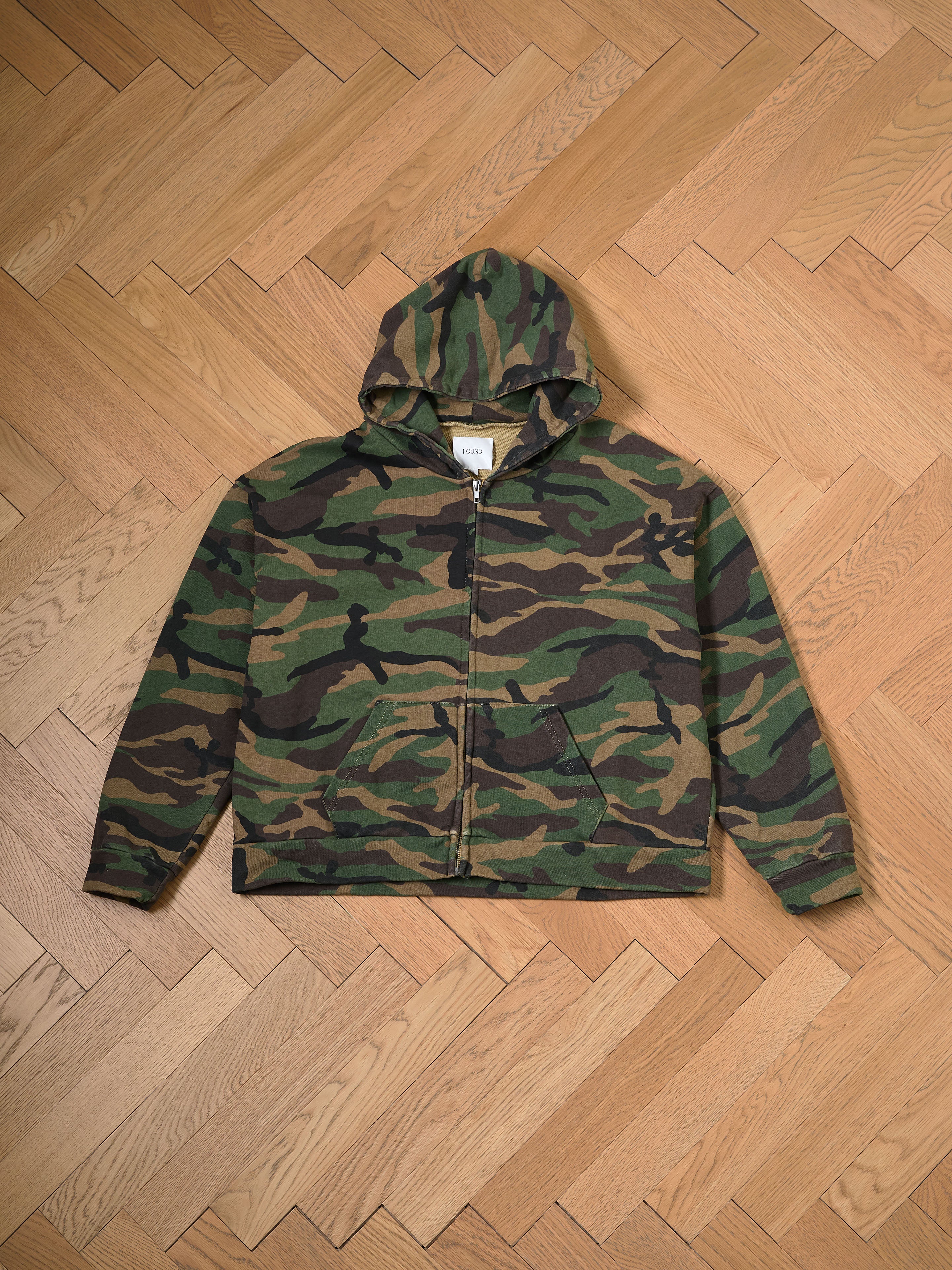 Washed Camouflage Zip Hoodie