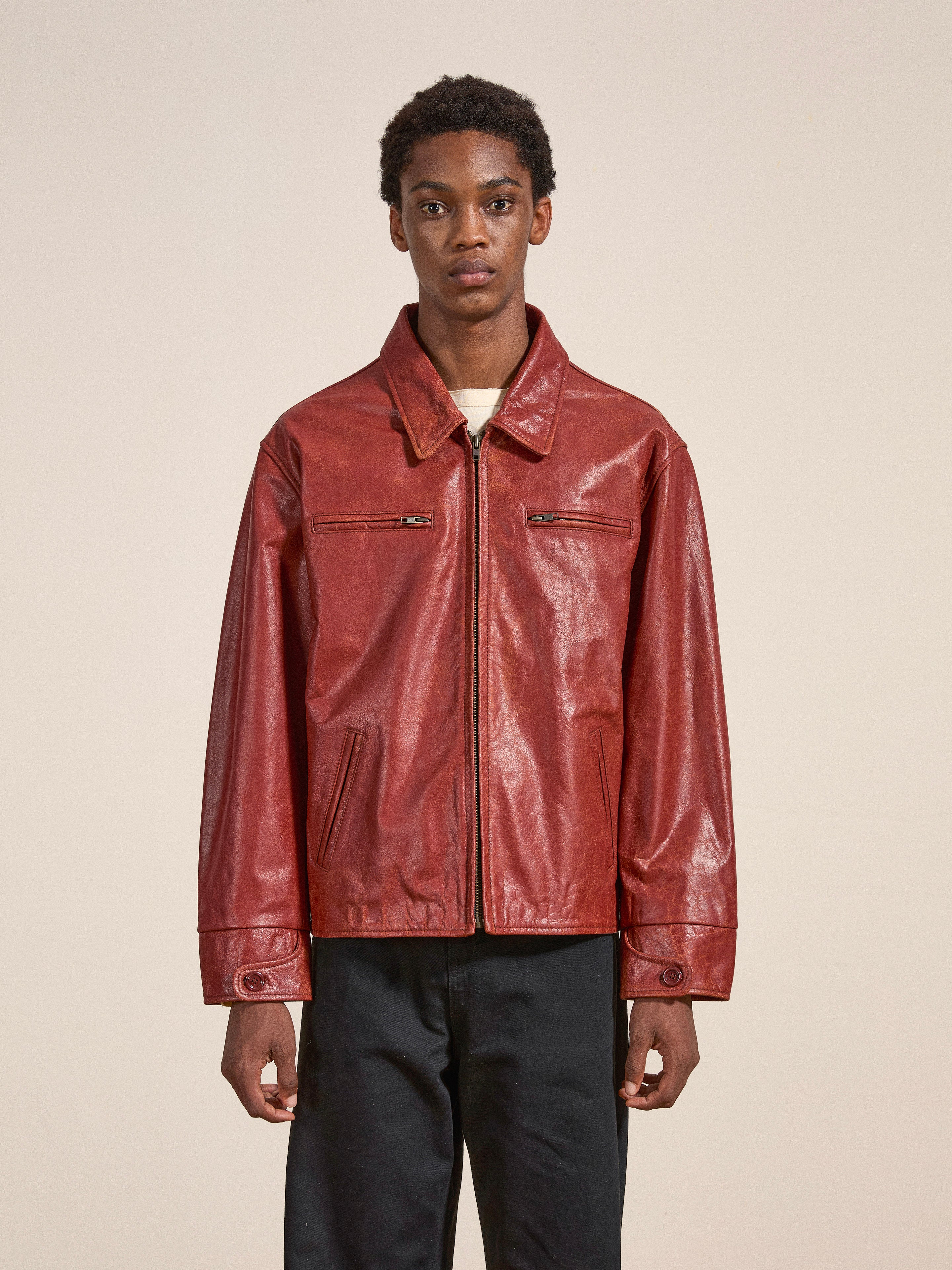 Marlboro Sun Faded Leather Racer Jacket