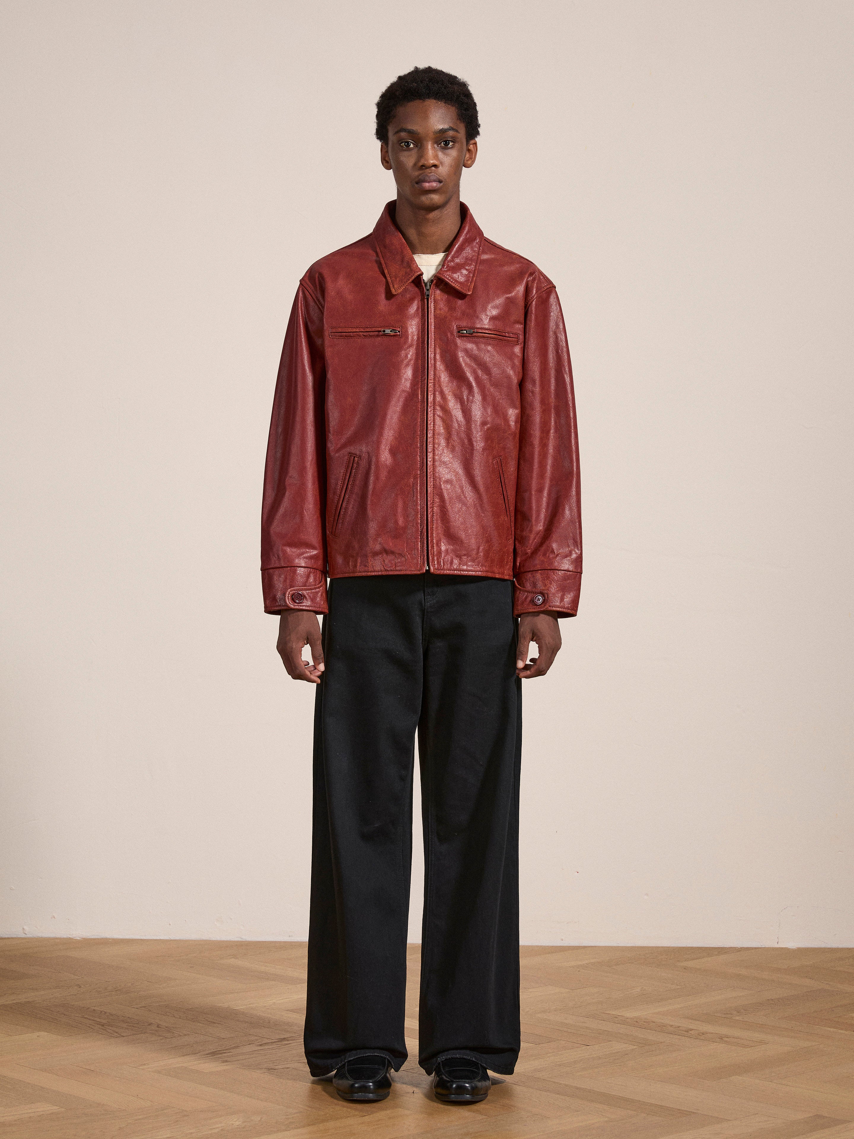 Marlboro Sun Faded Leather Racer Jacket