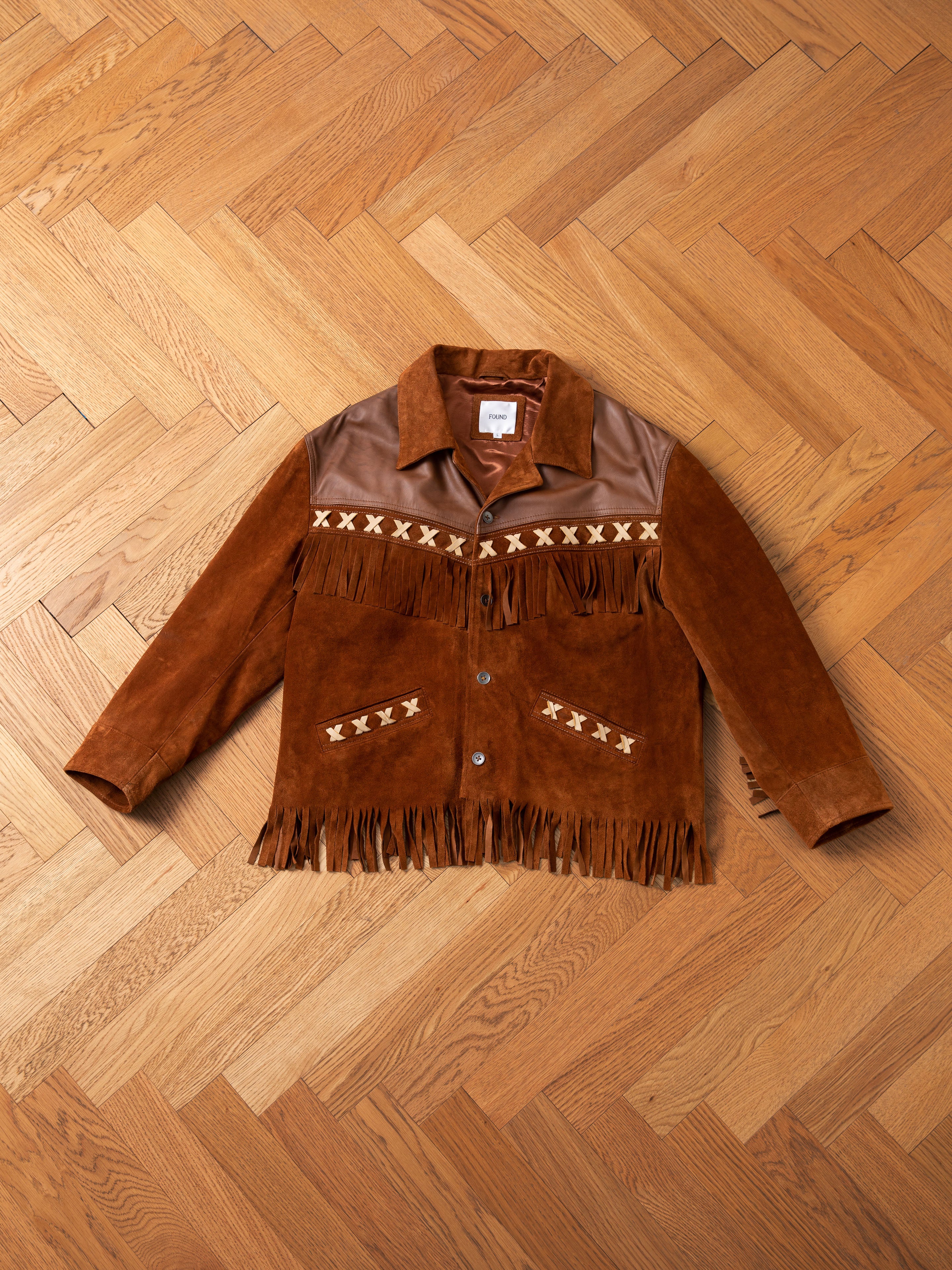 Two-tone Western Fringe Suede Leather Jacket